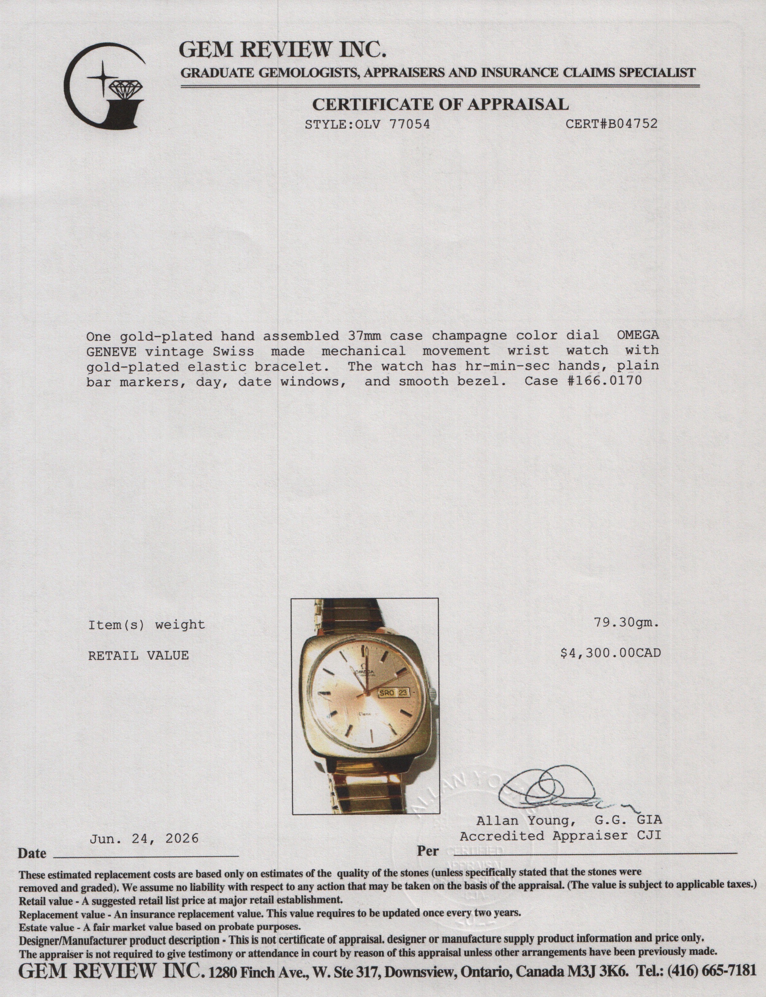 Omega Vintage Gold-Plated Stainless Steel Geneve 37 MM Automatic Day Date Watch