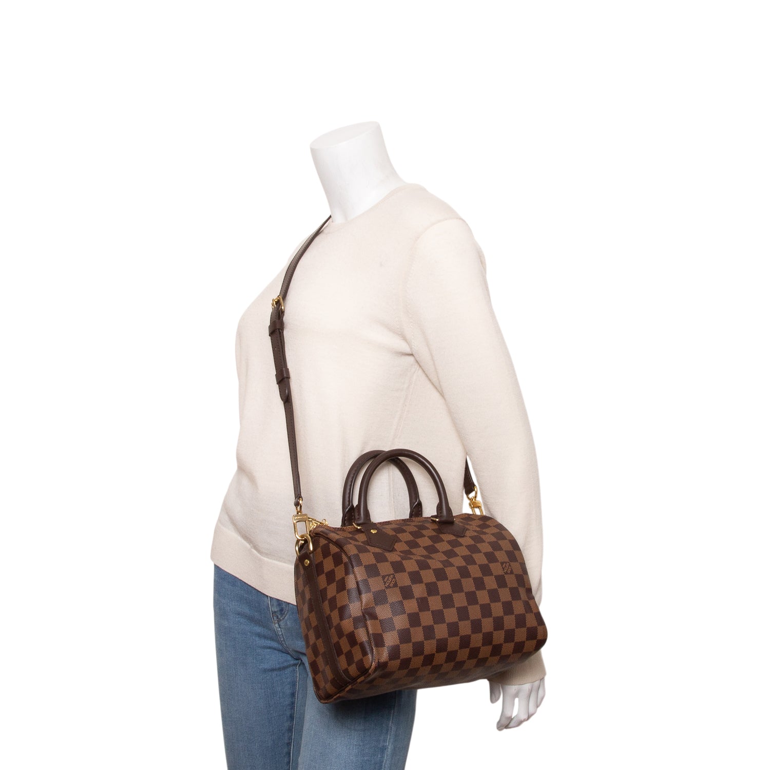 Louis Vuitton 2020 Damier Ebene Speedy Bandouliere 25 w/ Box, Receipt & Strap