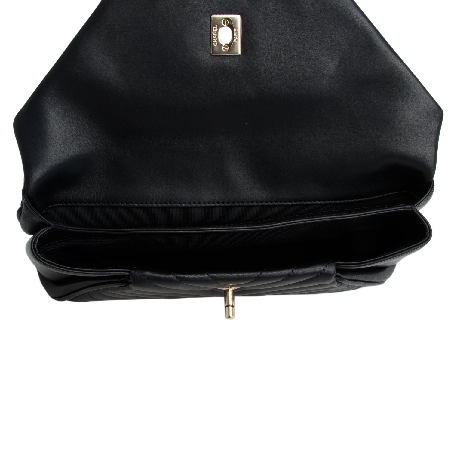 Chanel Black Sheepskin Chevron Fold Up Again Clutch w/ Authenticity Card