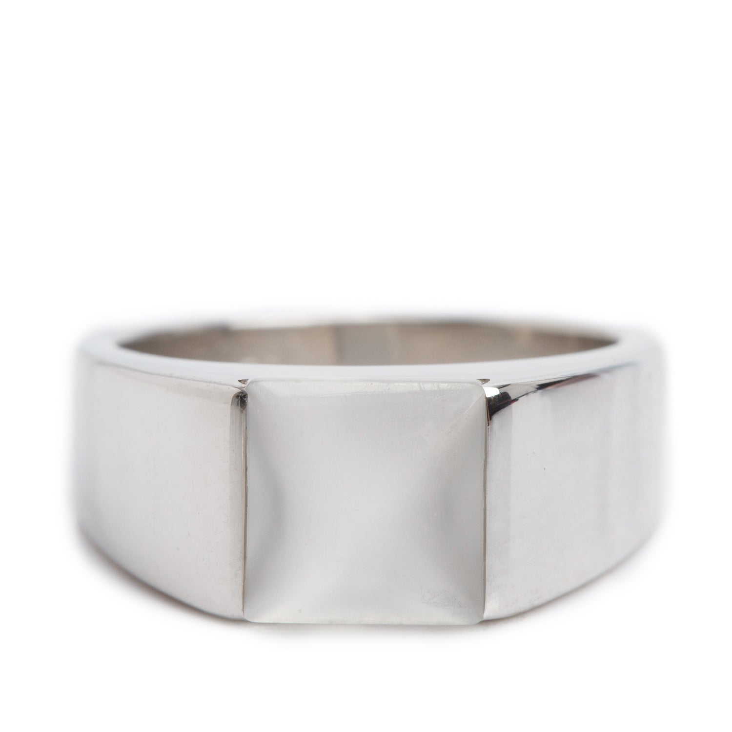 Cartier Vintage 18k White Gold Moonstone Tank Ring, Size 52 6.25