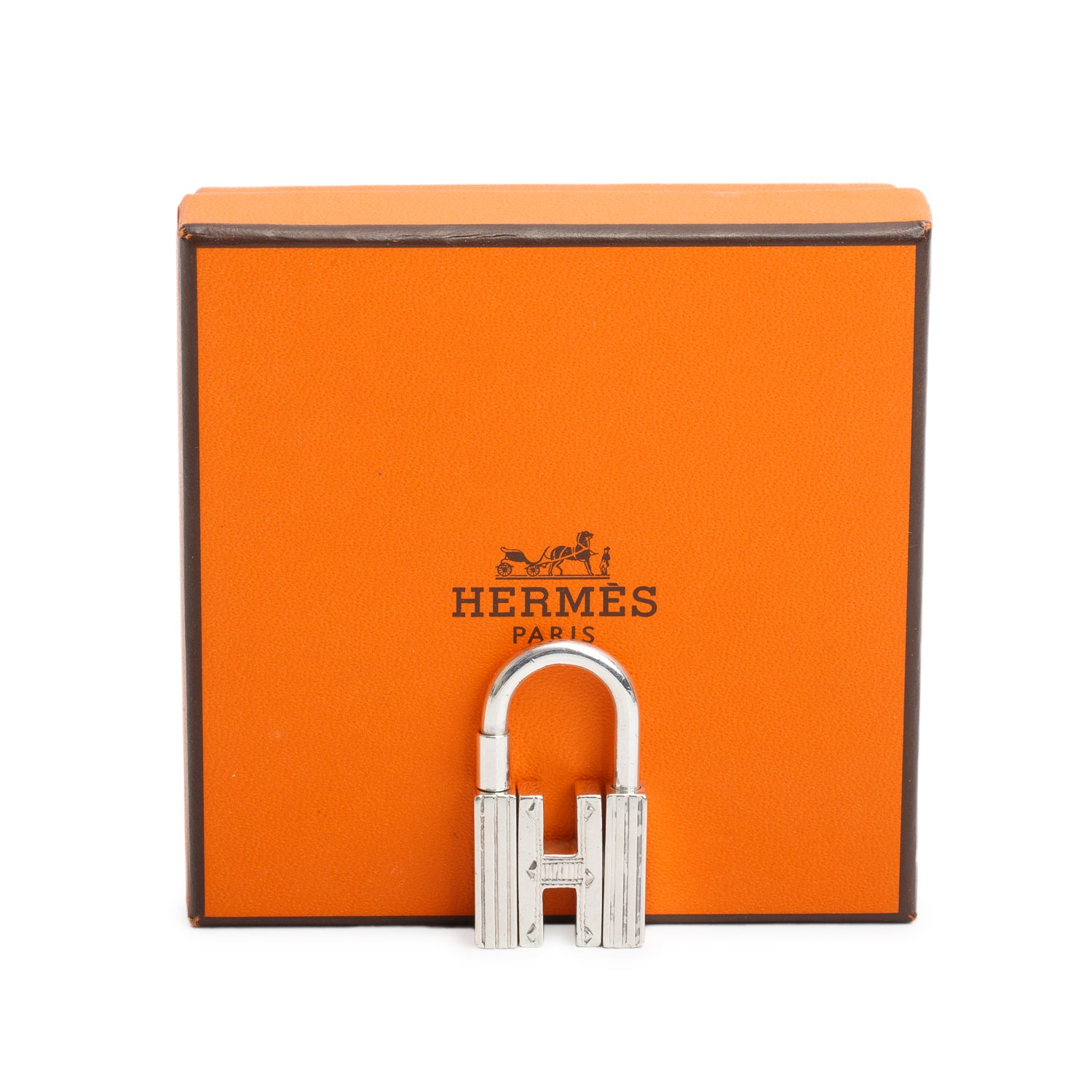 Hermes Sterling Silver Touareg Rotating H Cadena Lock Charm w/ Box