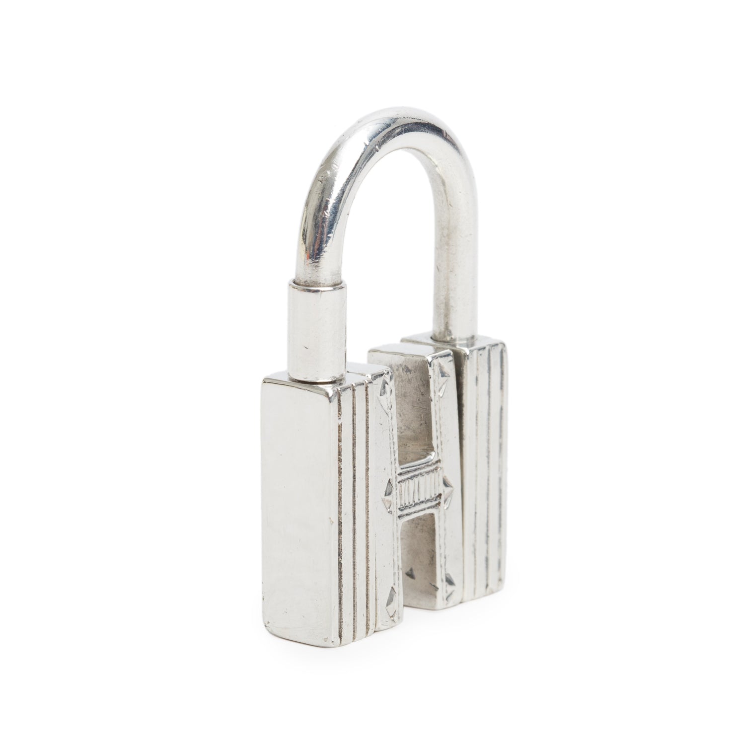 Hermes Sterling Silver Touareg Rotating H Cadena Lock Charm w/ Box