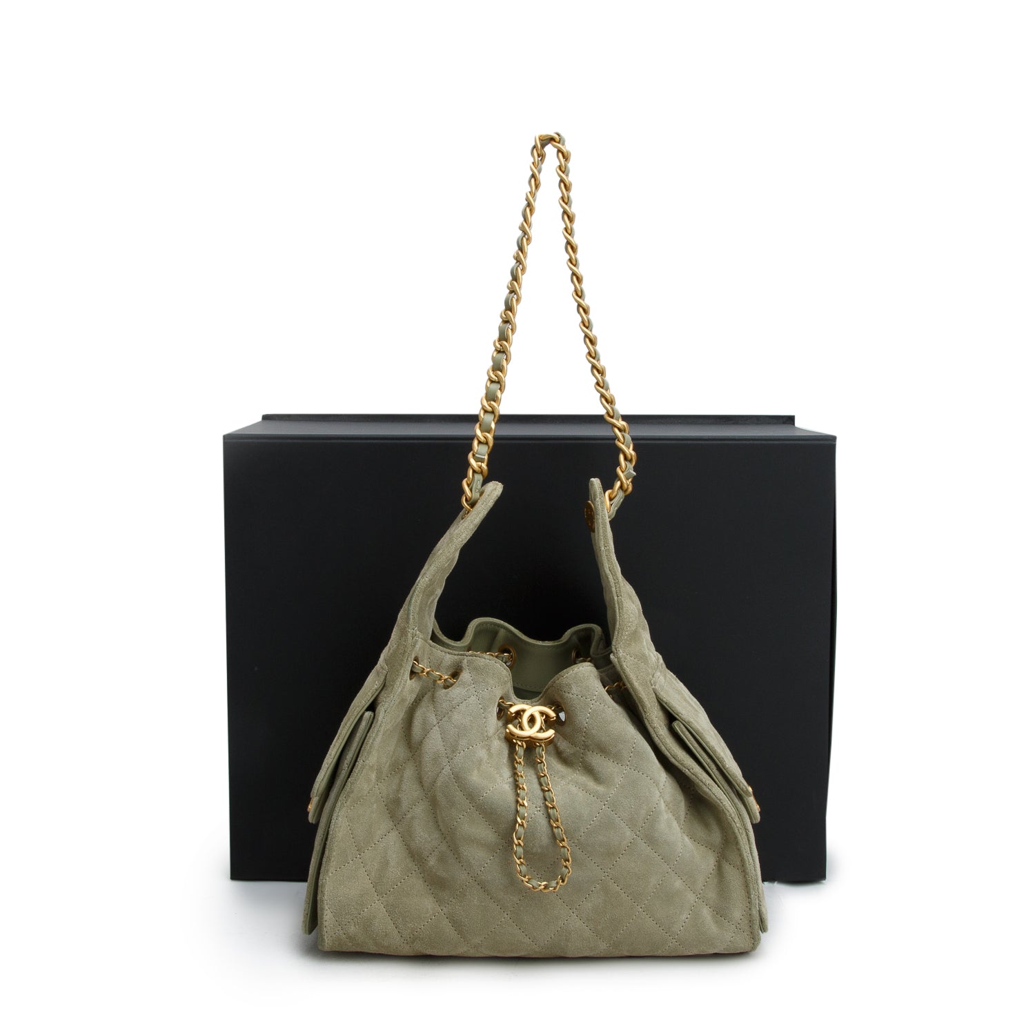 Chanel 2023 Green Suede 25 Small Handbag w/ Box & Receipt