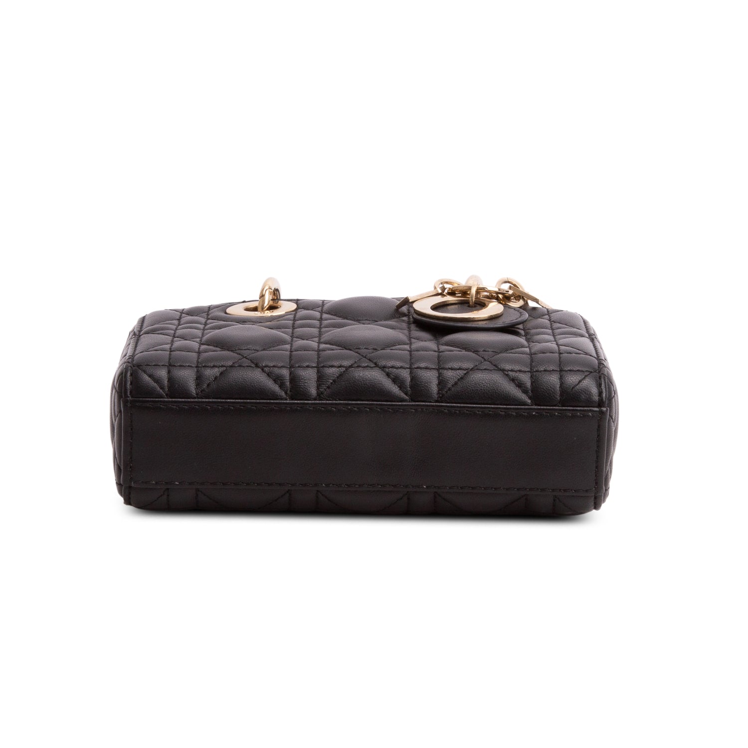 Christian Dior 2023 Black Lambskin Cannage Micro Lady D-Joy w/ Straps & Authenticity Card