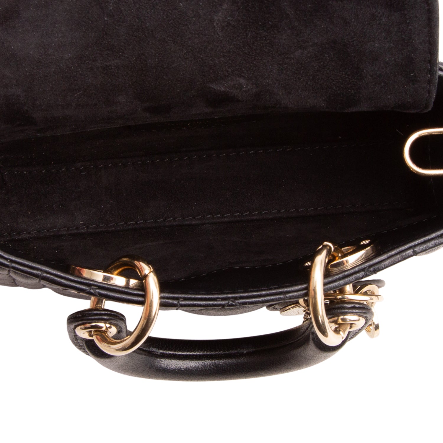 Christian Dior 2023 Black Lambskin Cannage Micro Lady D-Joy w/ Straps & Authenticity Card