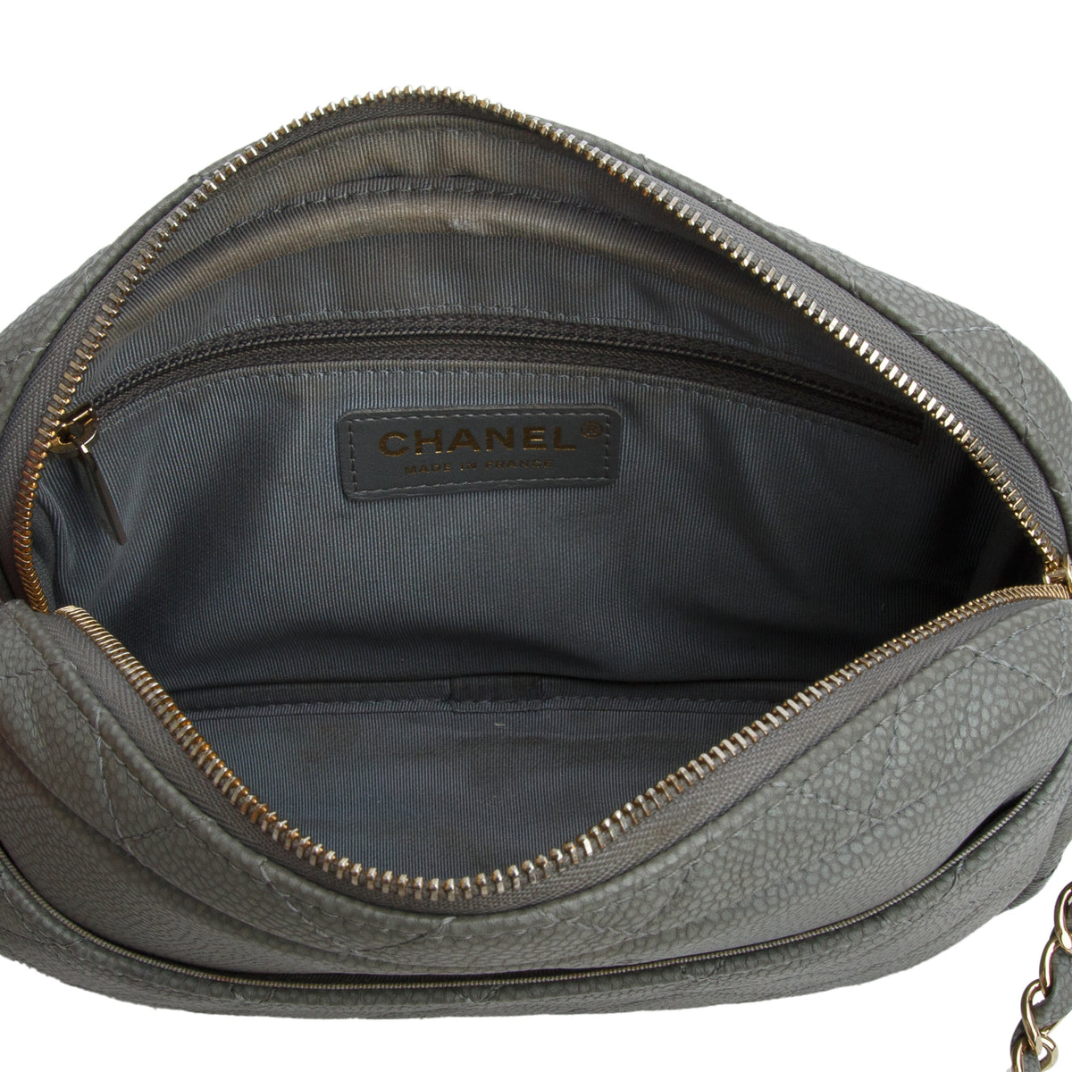 Chanel Grey Caviar Quilted Medium Coco Tassel Camera Bag w/ Box