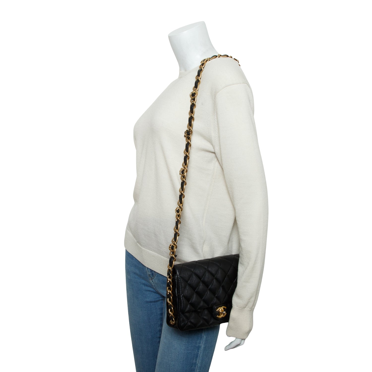 Chanel Black Shiny Lambskin Chain Single Flap