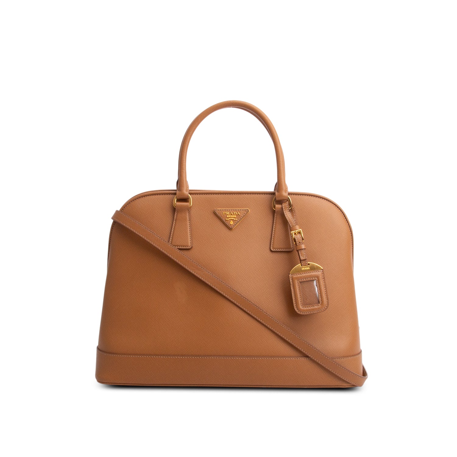 Prada Brown Saffiano Lux Open Promenade Tote w/ Authenticity Card & Strap