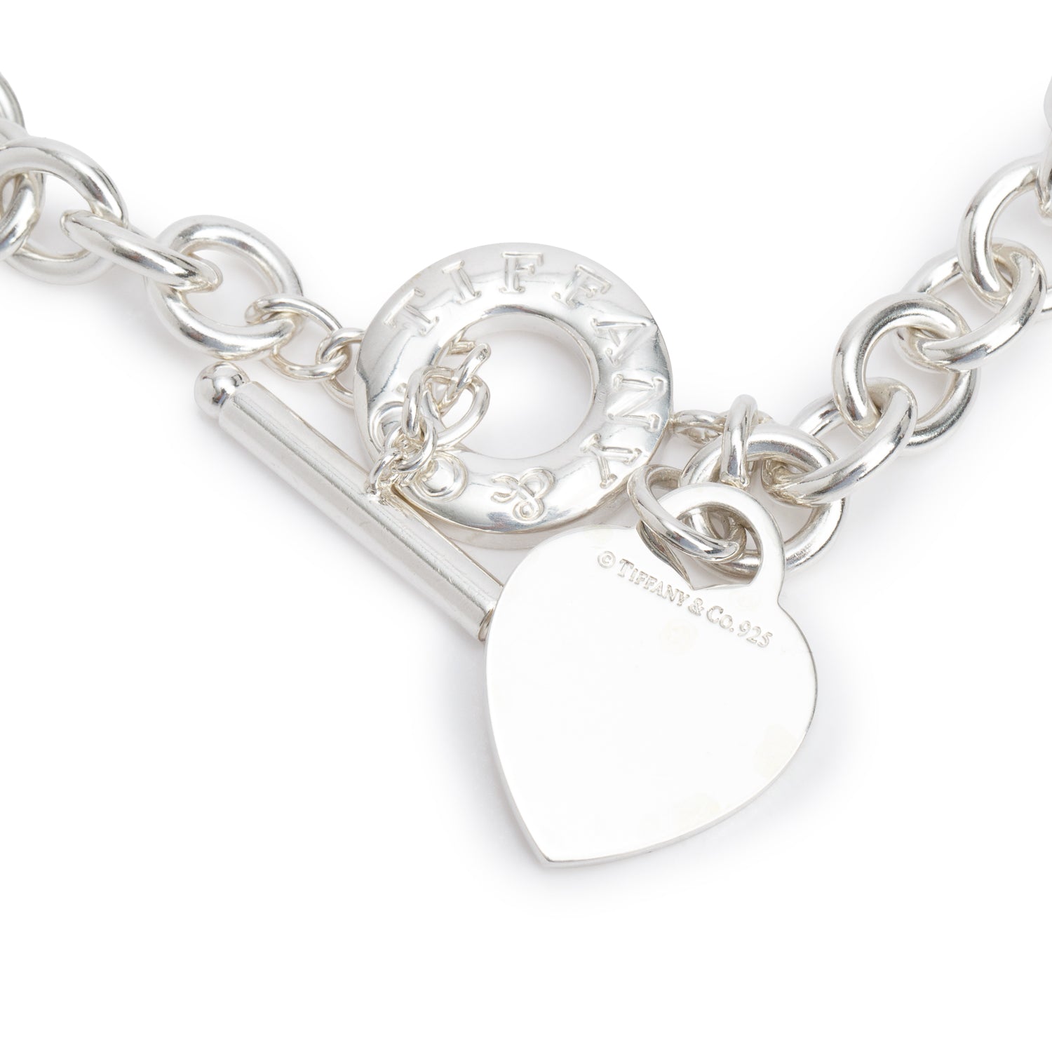 Tiffany & Co. Sterling Silver Heart Tag Necklace with Toggle Clasp