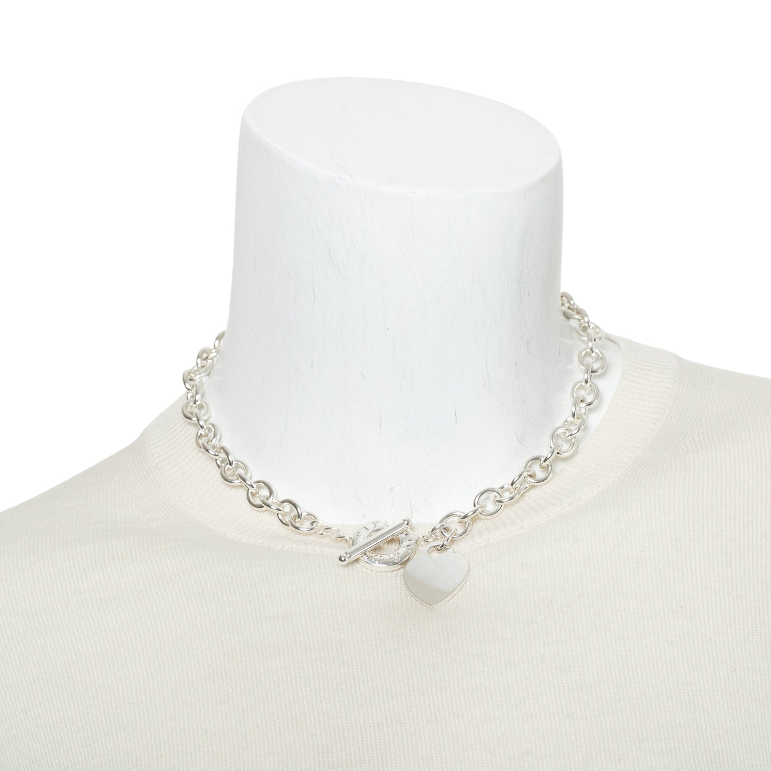 Tiffany & Co. Sterling Silver Heart Tag Necklace with Toggle Clasp
