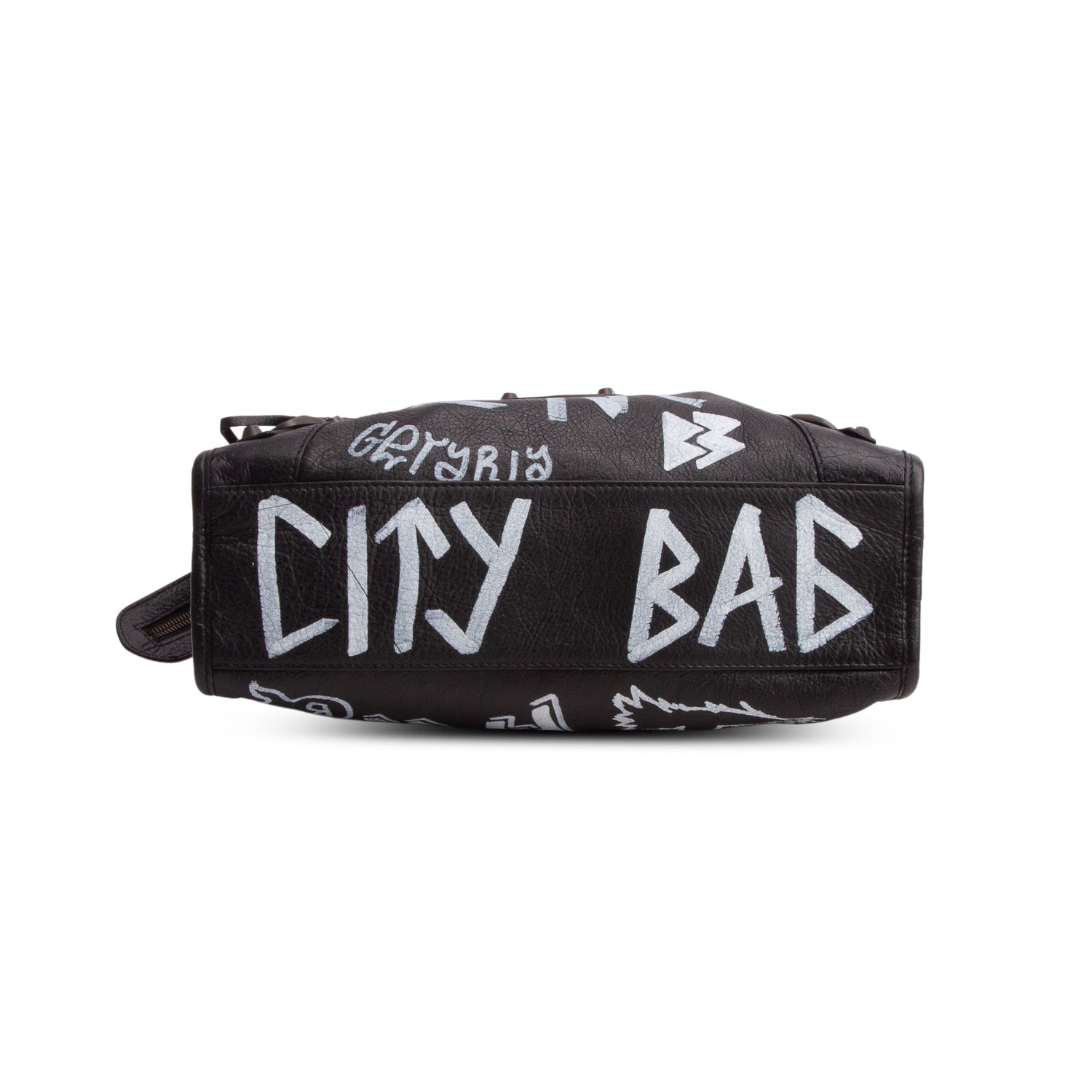 Balenciaga Black Agneau Graffiti Small Classic City Bag