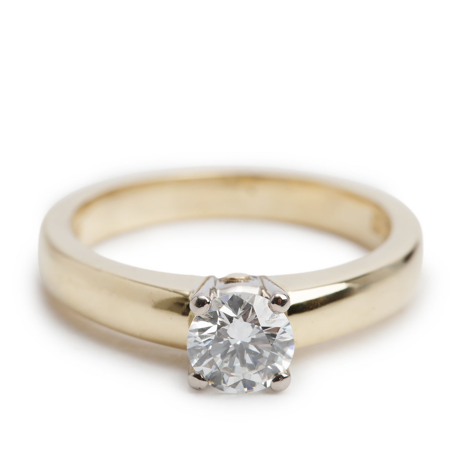 Birks 18k Yellow & White Gold 0.43 ct. Round Cut Diamond Engagement Ring, Size 4