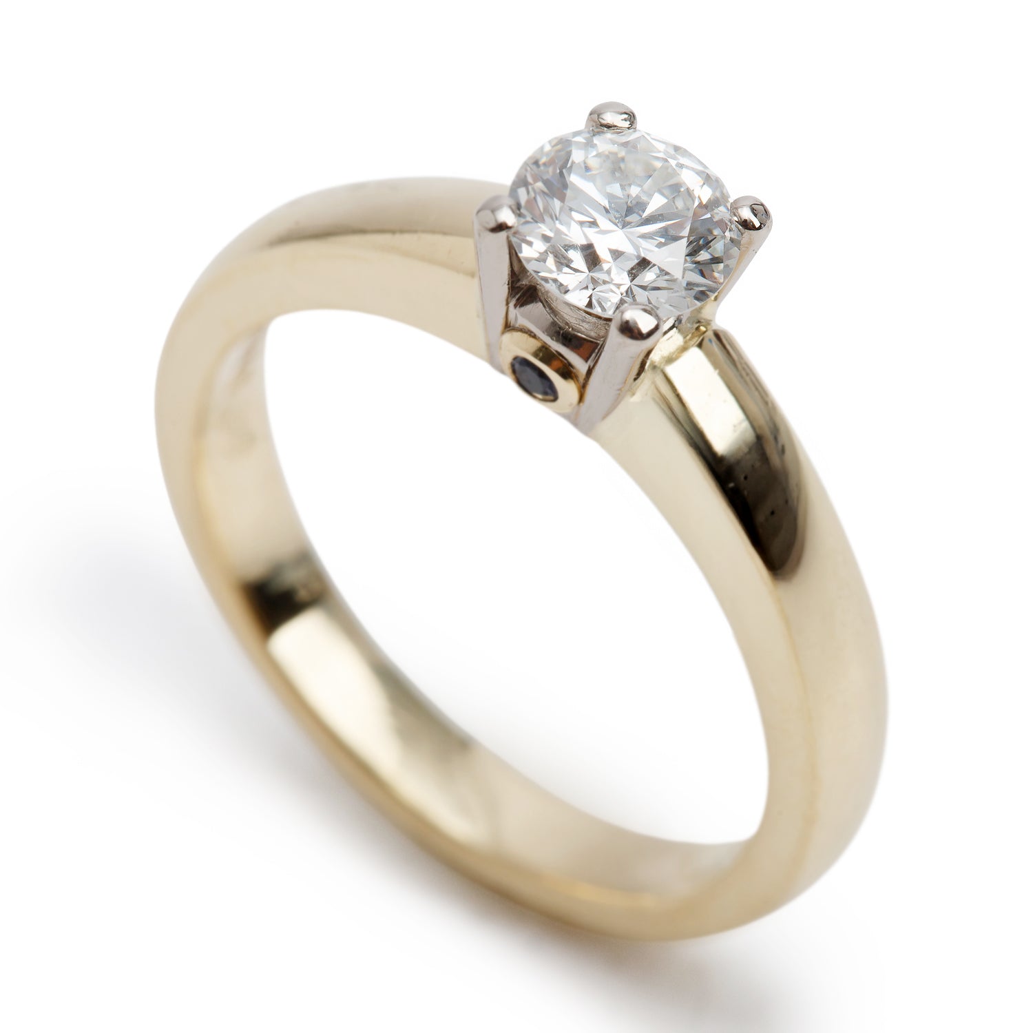 Birks 18k Yellow & White Gold 0.43 ct. Round Cut Diamond Engagement Ring, Size 4