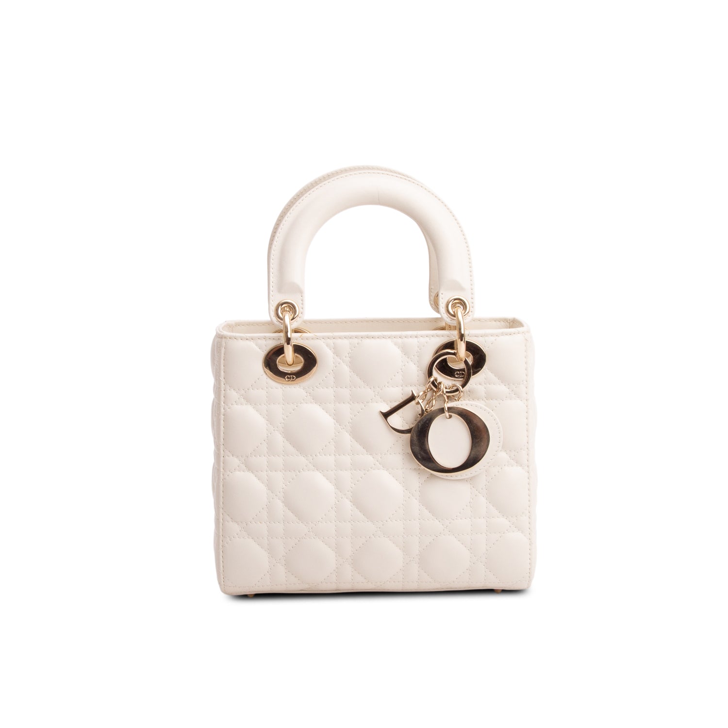 Christian Dior 2023 White Lambskin Cannage Small My ABC Lady Dior w/ Strap & Authenticity Card