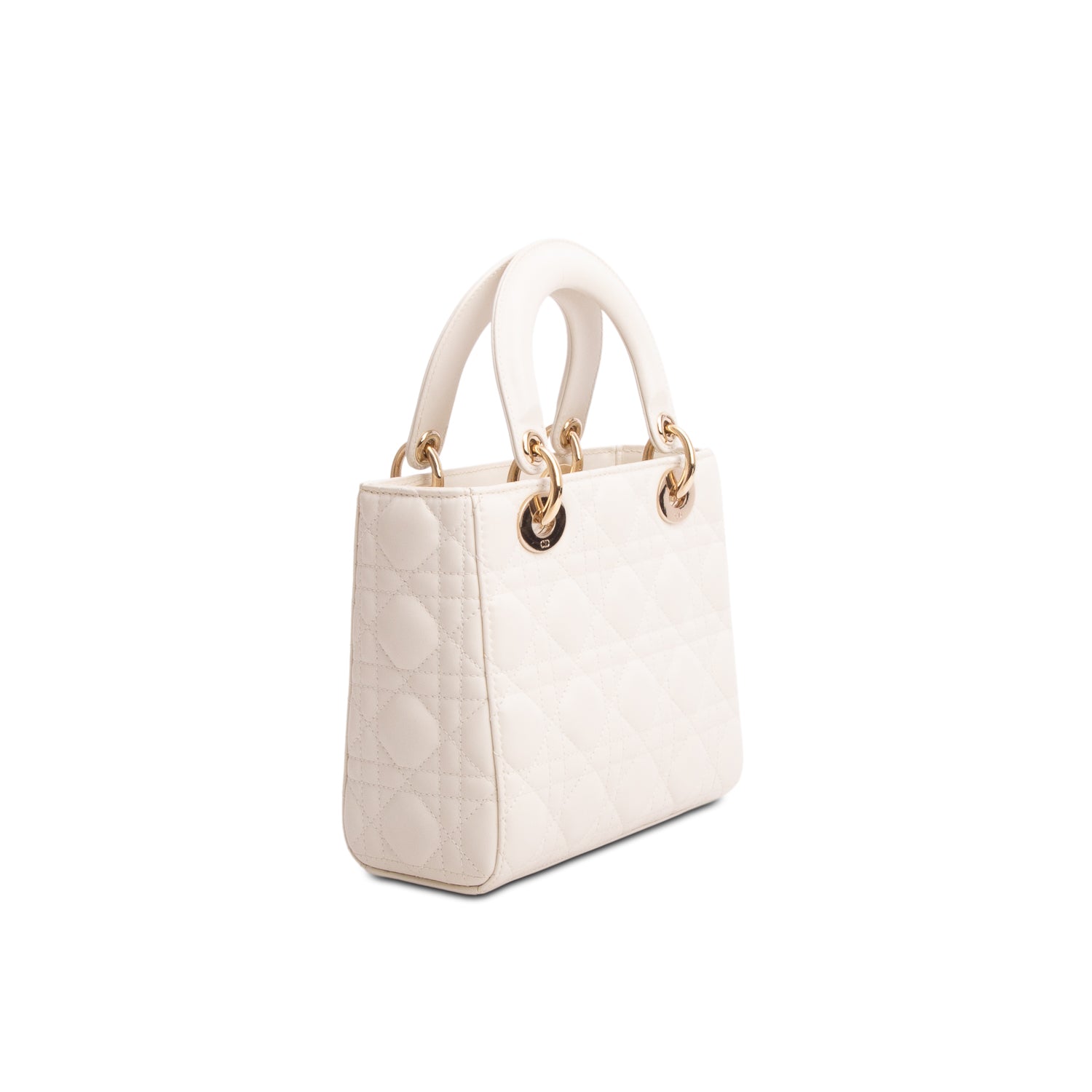 Christian Dior 2023 White Lambskin Cannage Small My ABC Lady Dior w/ Strap & Authenticity Card