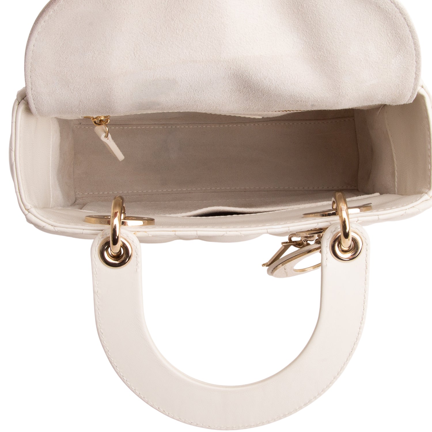 Christian Dior 2023 White Lambskin Cannage Small My ABC Lady Dior w/ Strap & Authenticity Card