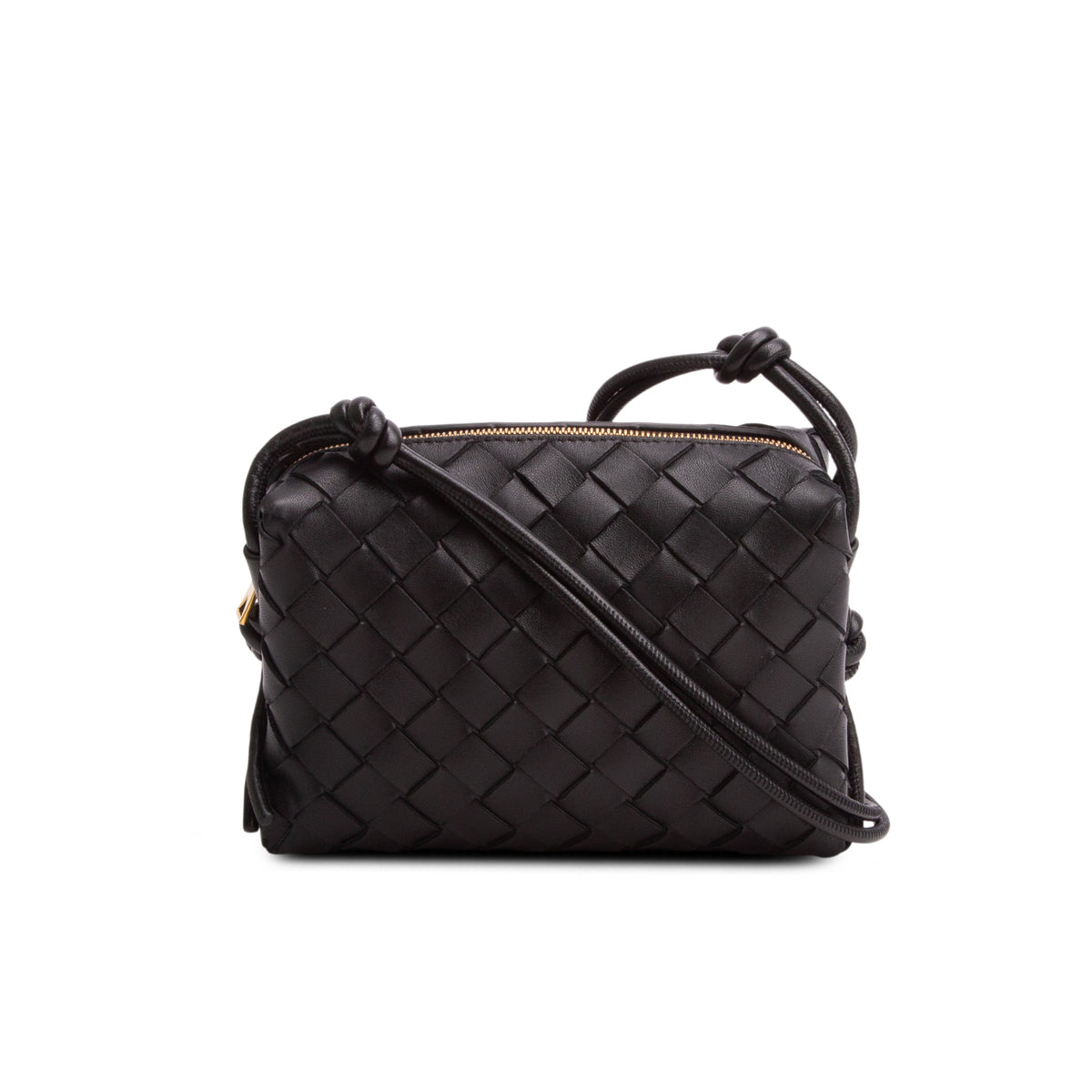 Bottega Veneta Black Nappa Intrecciato Mini Loop Camera Bag w/ Box