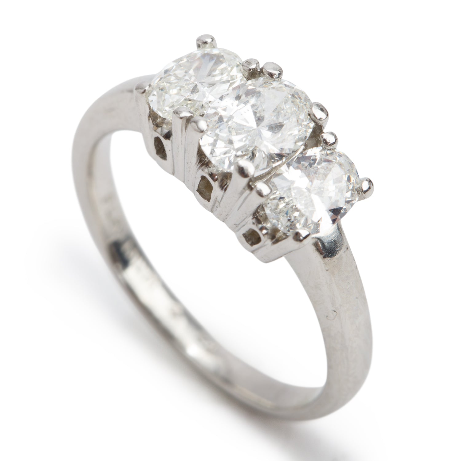 Platinum Diamond Three-Stone Engagement Ring, Size 5.75