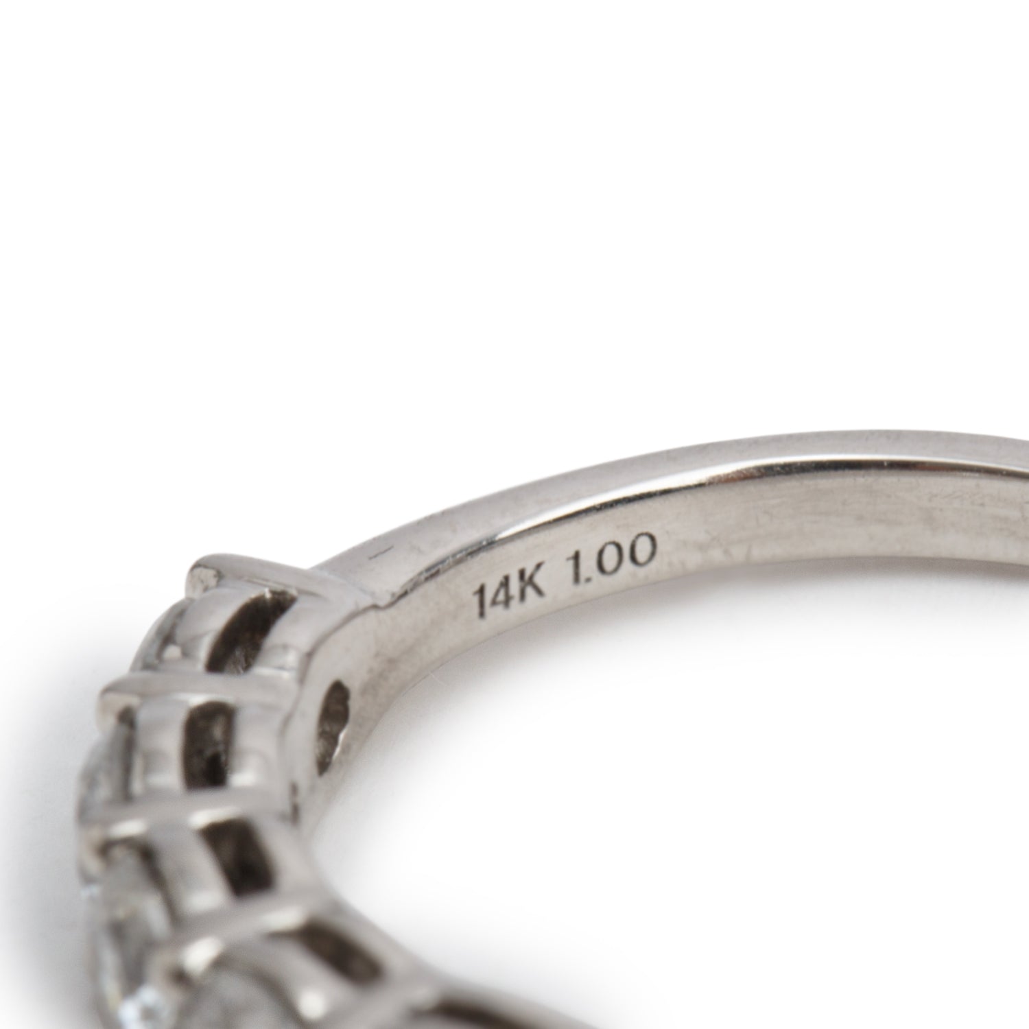 14k White Gold Five-Stone Diamond Band Ring, Size 8.25