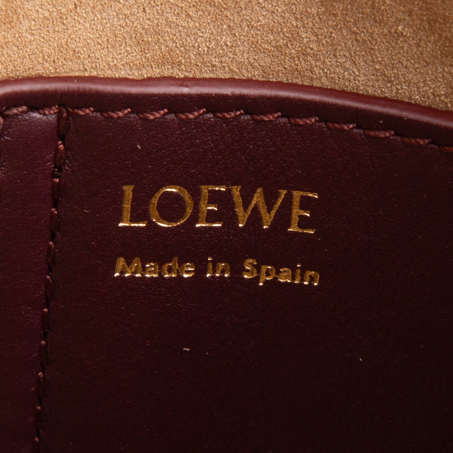 Loewe Burgundy Smooth Calfskin Mini Pebble Bucket Bag w/ Box, Strap & Receipt