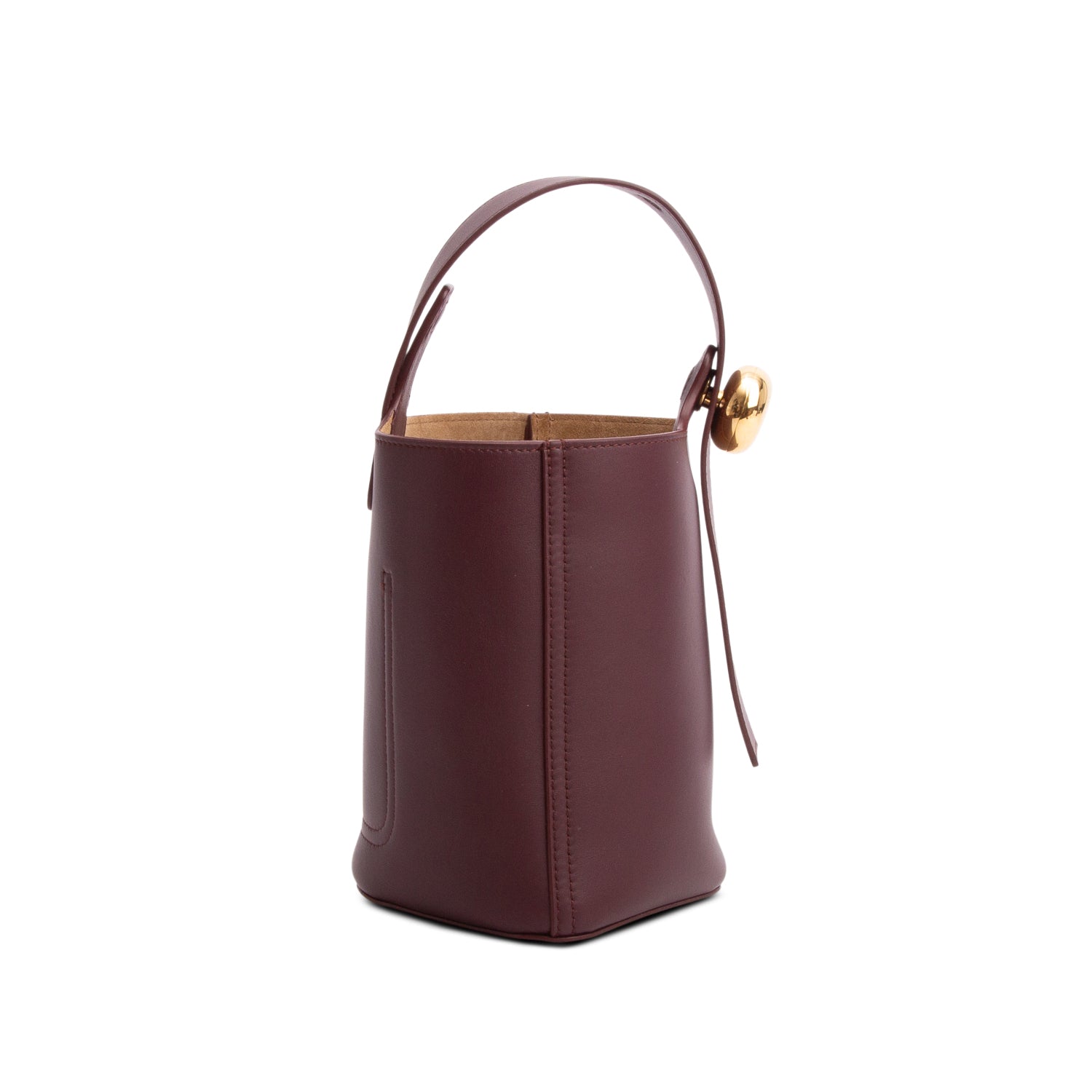 Loewe Burgundy Smooth Calfskin Mini Pebble Bucket Bag w/ Box, Strap & Receipt