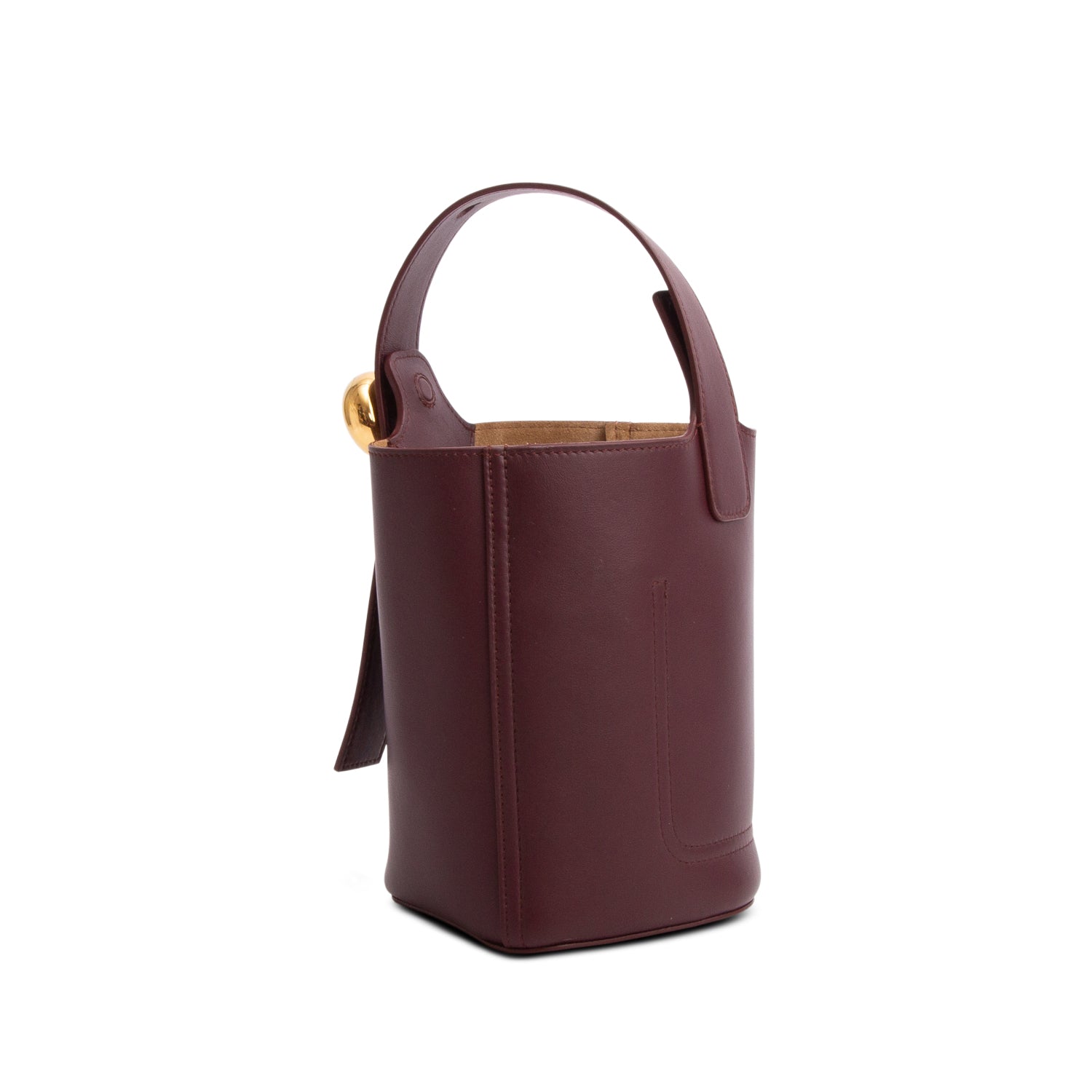 Loewe Burgundy Smooth Calfskin Mini Pebble Bucket Bag w/ Box, Strap & Receipt