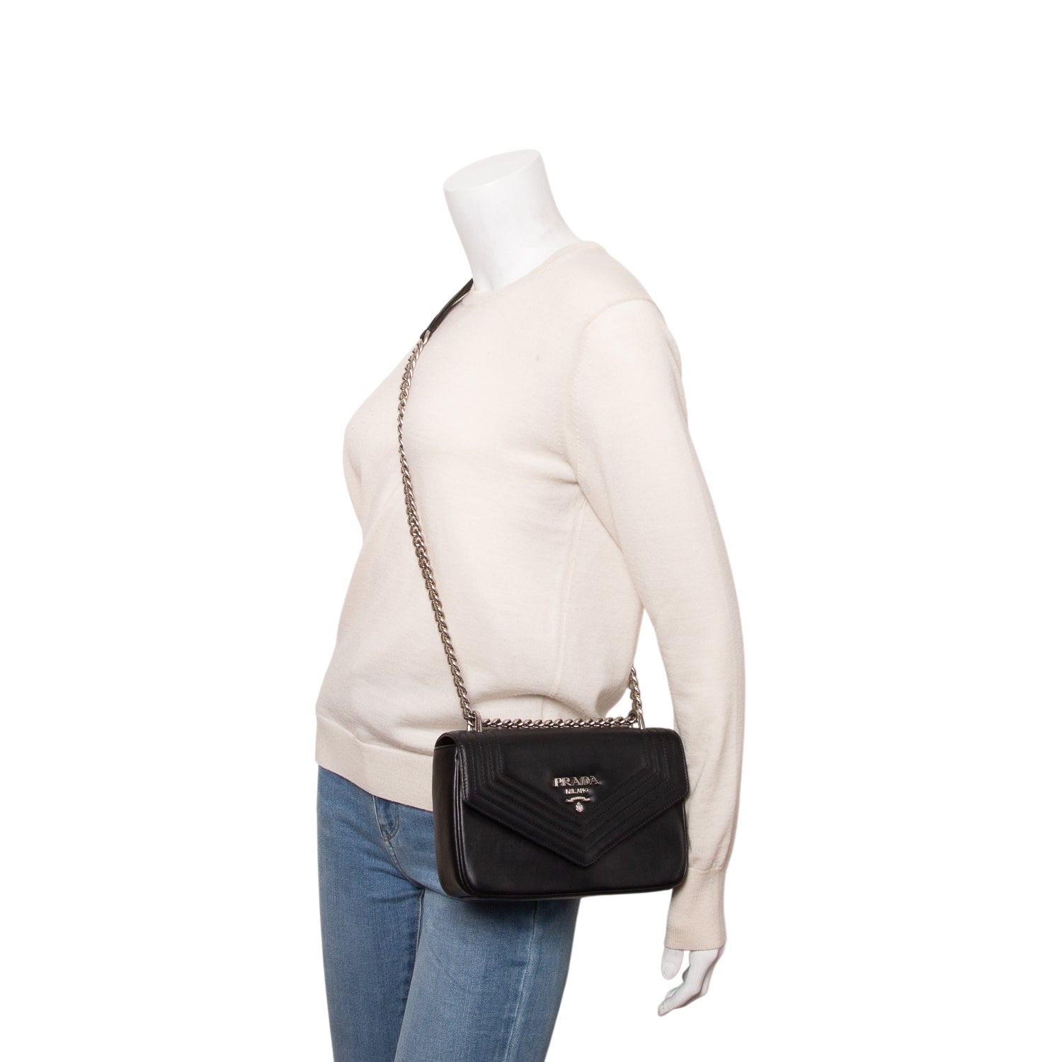 Prada Black Nappa Diagramme Crossbody Bag w/ Authenticity Card