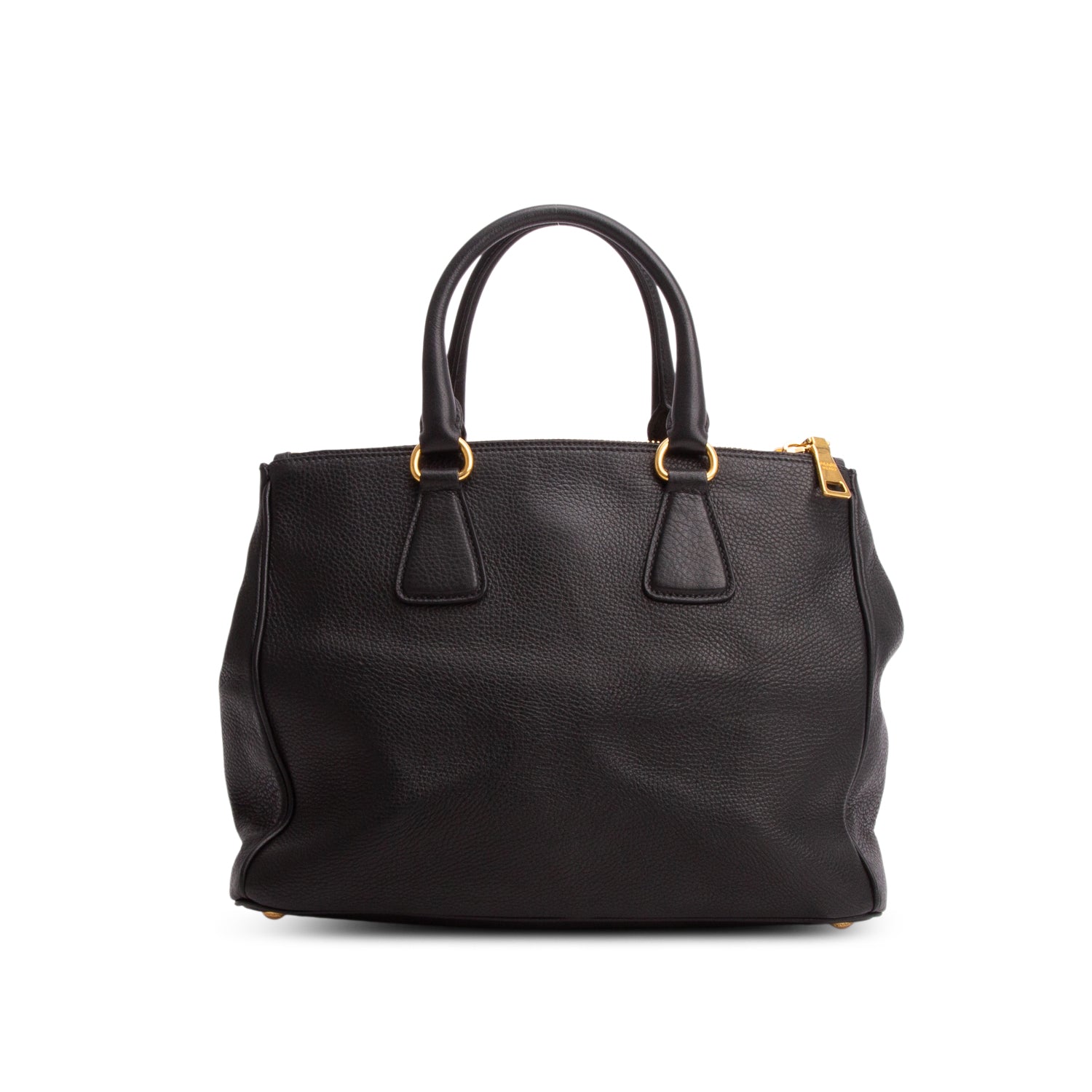 Prada Black Vitello Daino Double Zip Tote w/ Authenticity Card