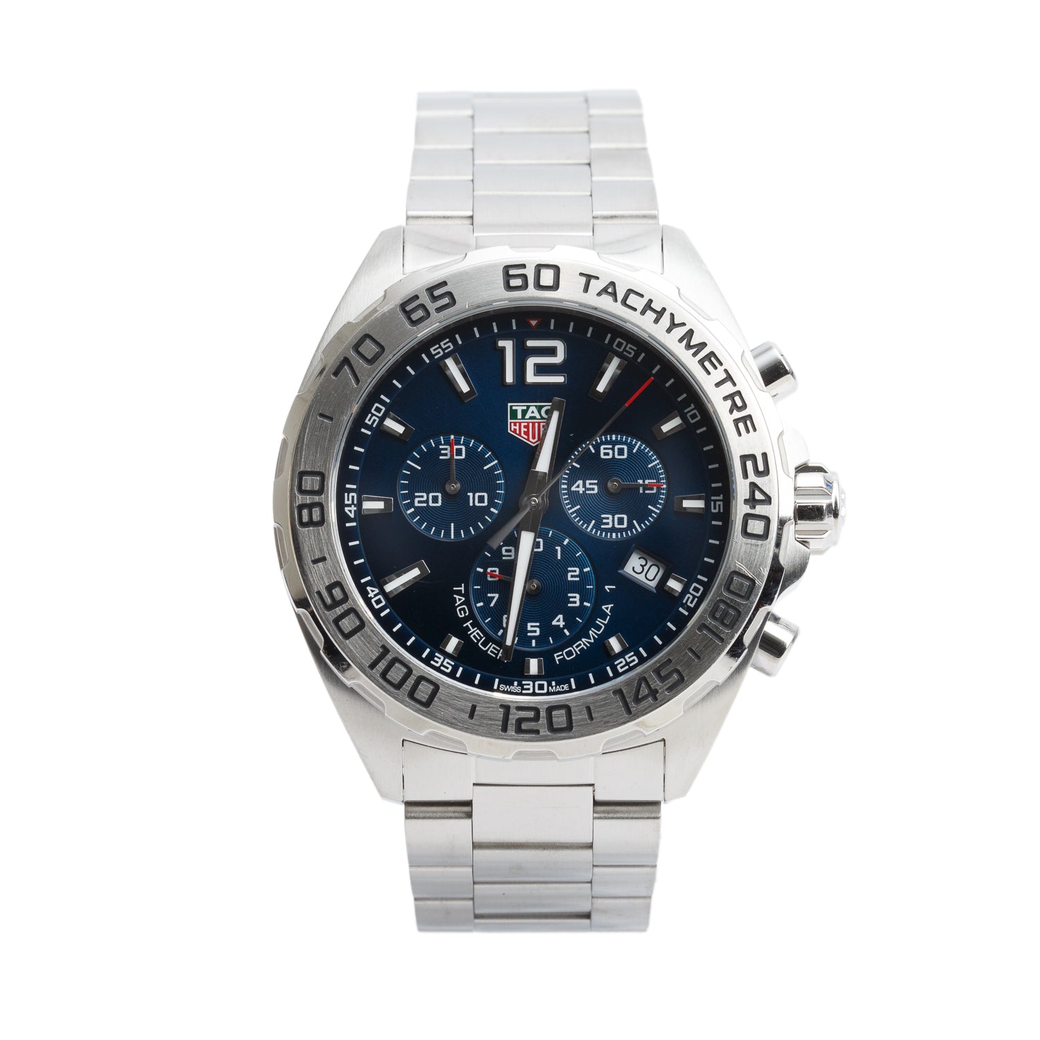 Tag Heuer 2021 Stainless Steel Formula 1 43 MM Chronograph Quartz Watch Blue Dial CAZ101K w/ Box & Papers