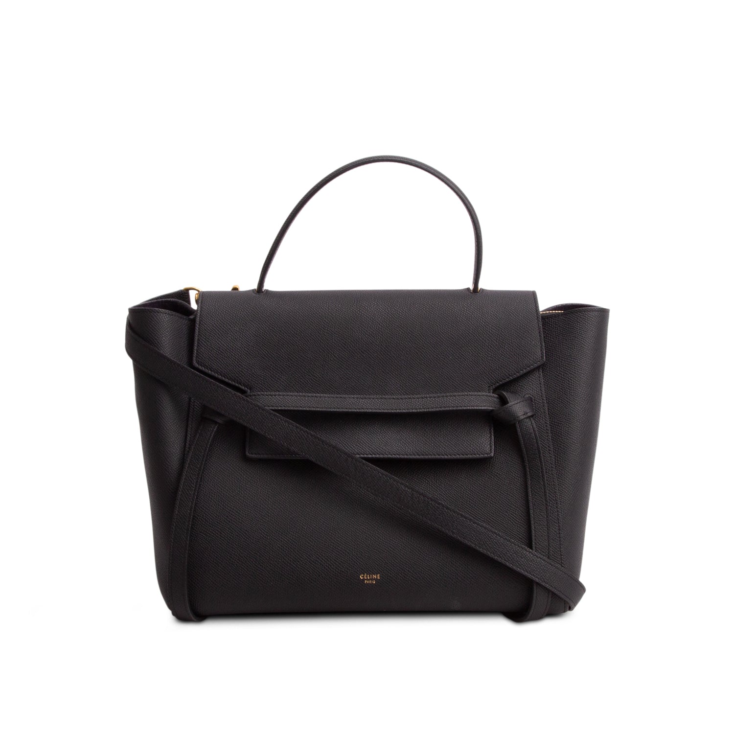 Celine Black Grained Calfskin Mini Belt Bag w/ Strap