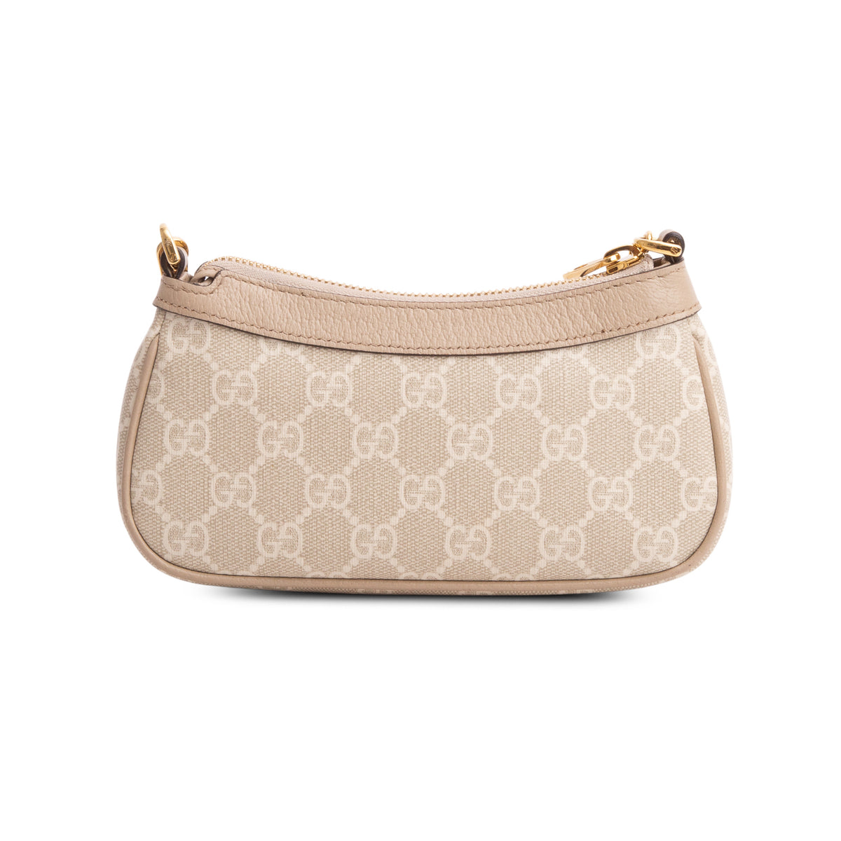 Gucci Beige GG Supreme Monogram Textured Dollar Calfskin Mini Ophidia Chain Bag