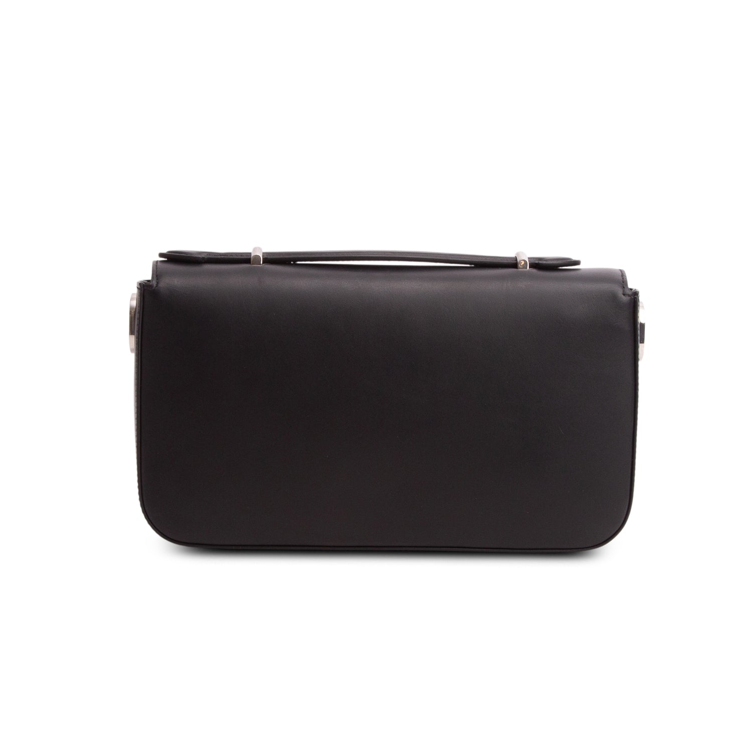 Gucci Black Senna Calfskin Petite GG Top Handle Shoulder Bag w/ Strap