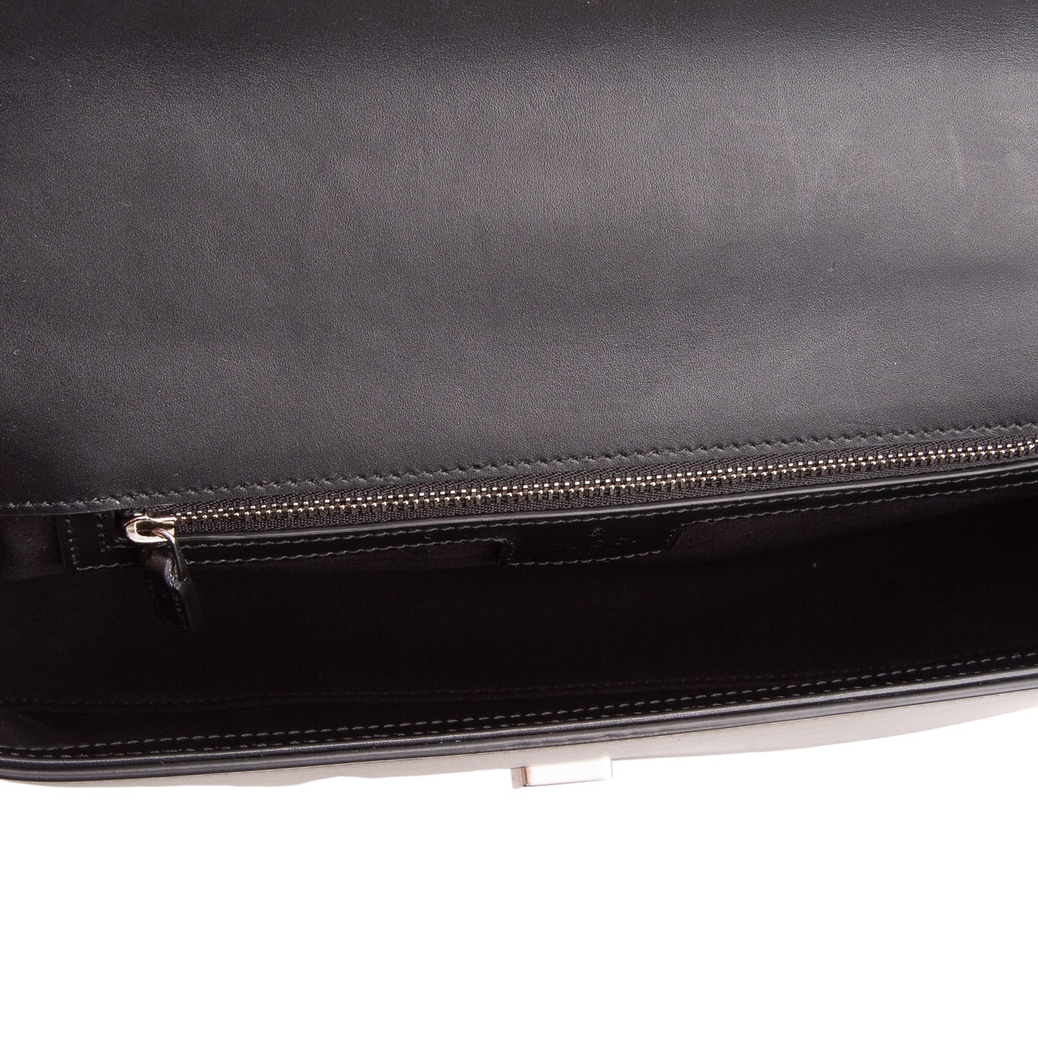 Gucci Black Senna Calfskin Petite GG Top Handle Shoulder Bag w/ Strap