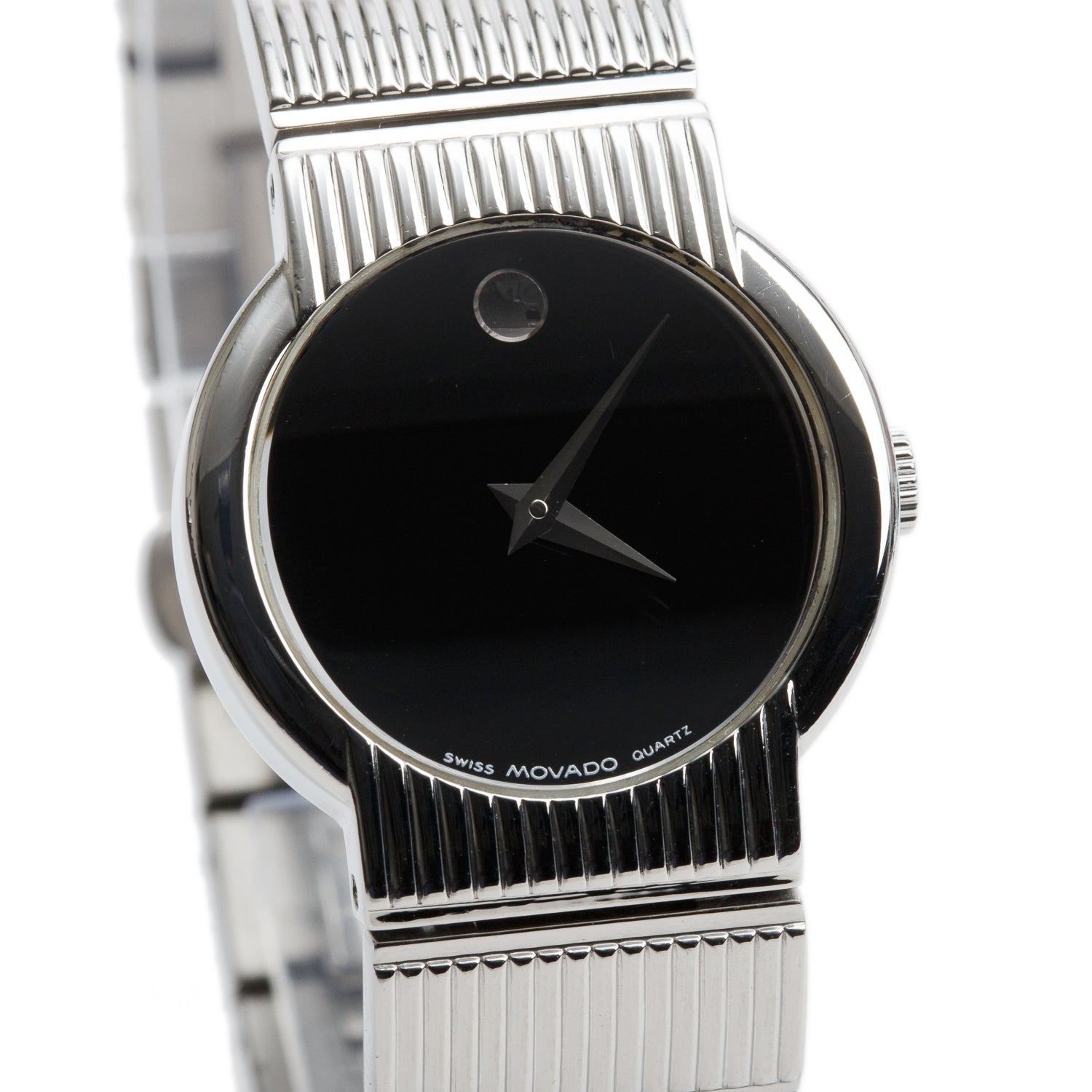 Movado Stainless Steel Concerto 26 MM Quartz Watch Black Dial