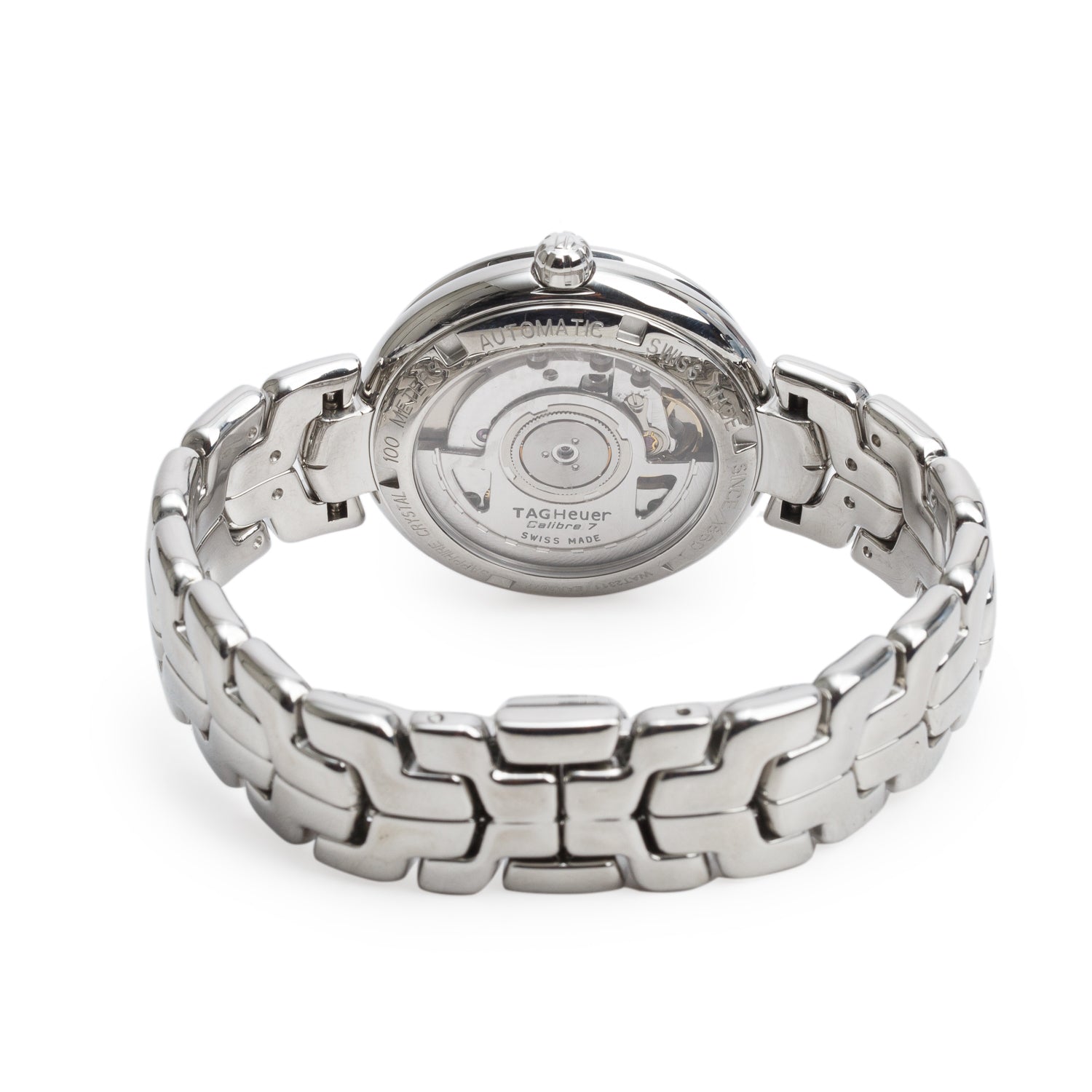 Tag Heuer Stainless Steel Link 35 MM Calibre 7 Automatic Watch Silver Diamond Dial WAT2311 w/ Papers