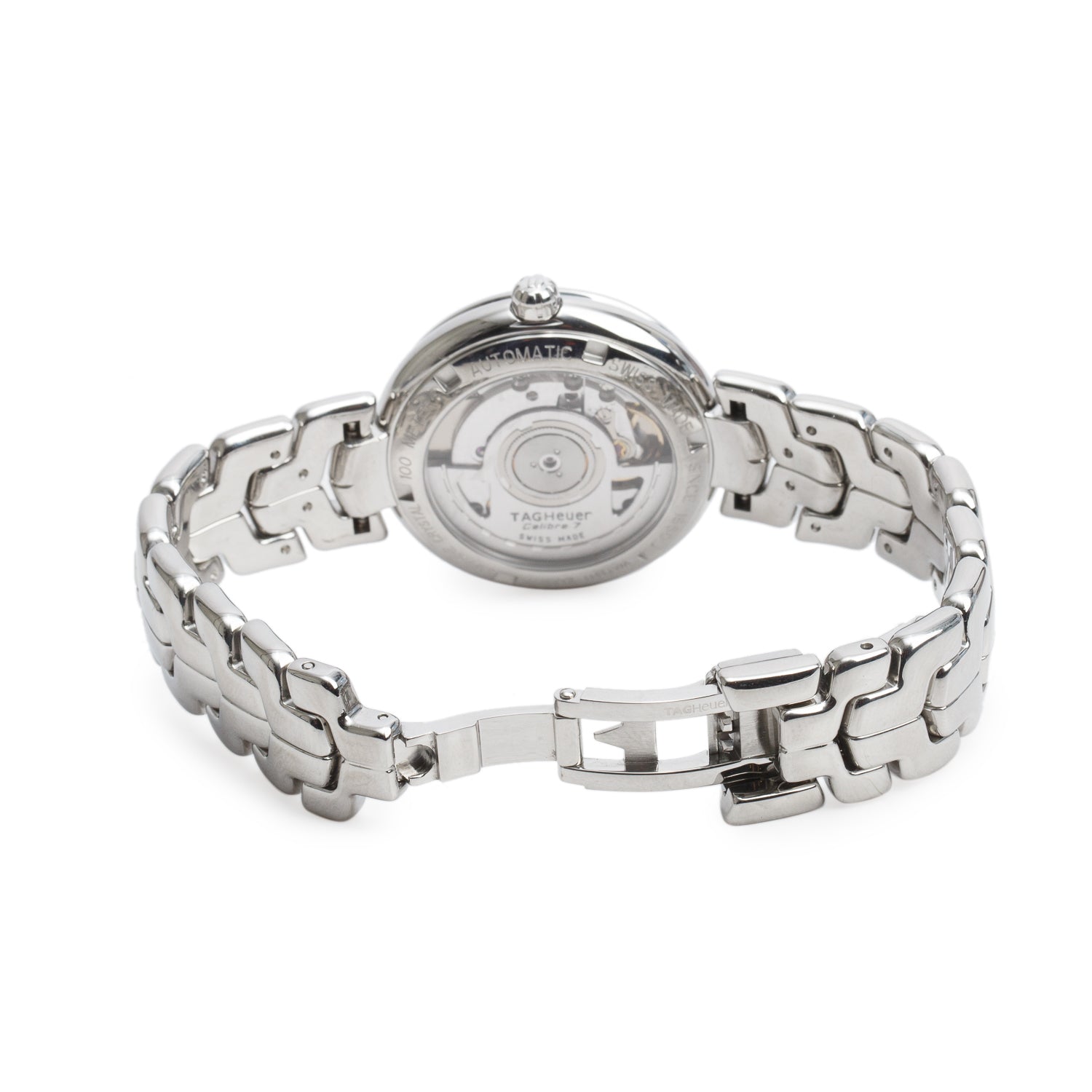Tag Heuer Stainless Steel Link 35 MM Calibre 7 Automatic Watch Silver Diamond Dial WAT2311 w/ Papers