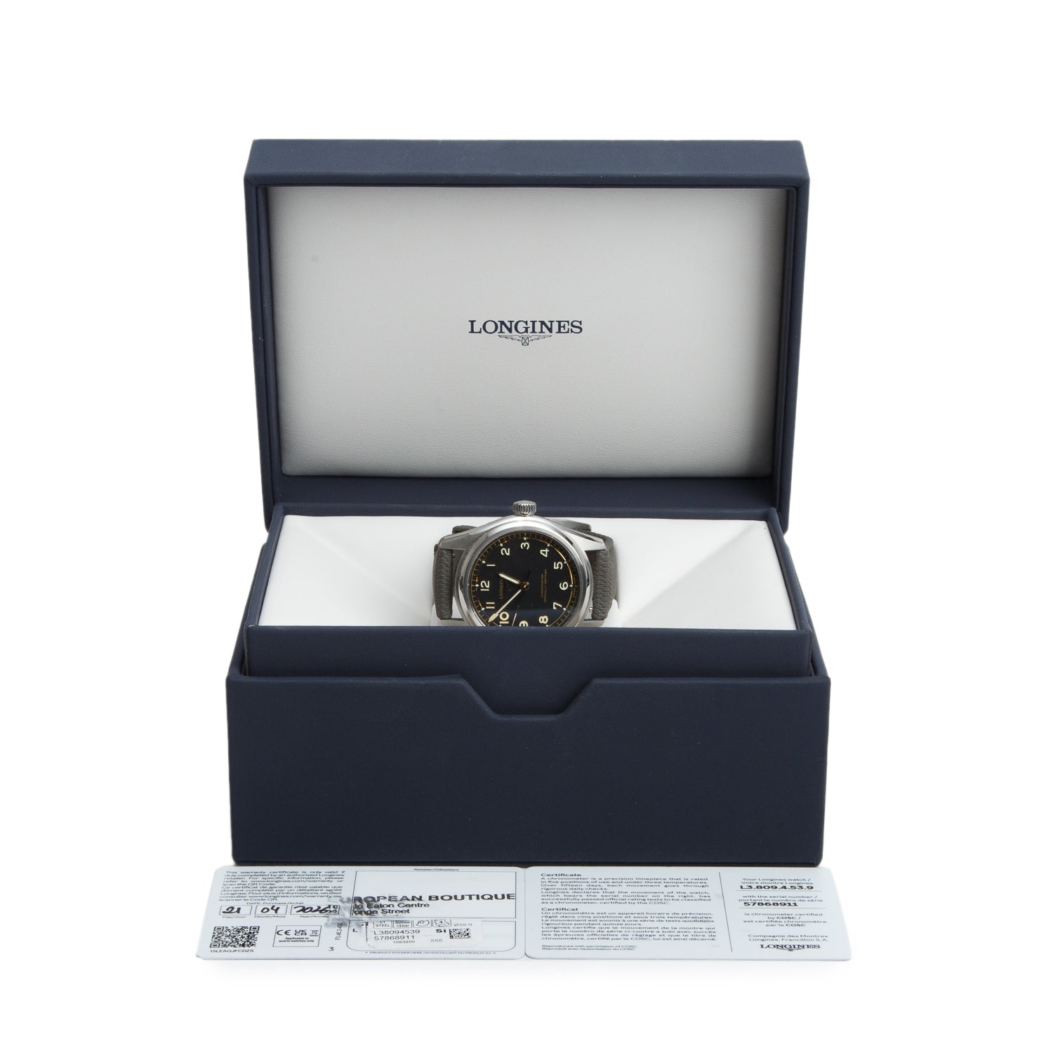 Longines 2026 Stainless Steel Spirit Pilot 39 MM Automatic Watch Black Dial w/ Box & Papers