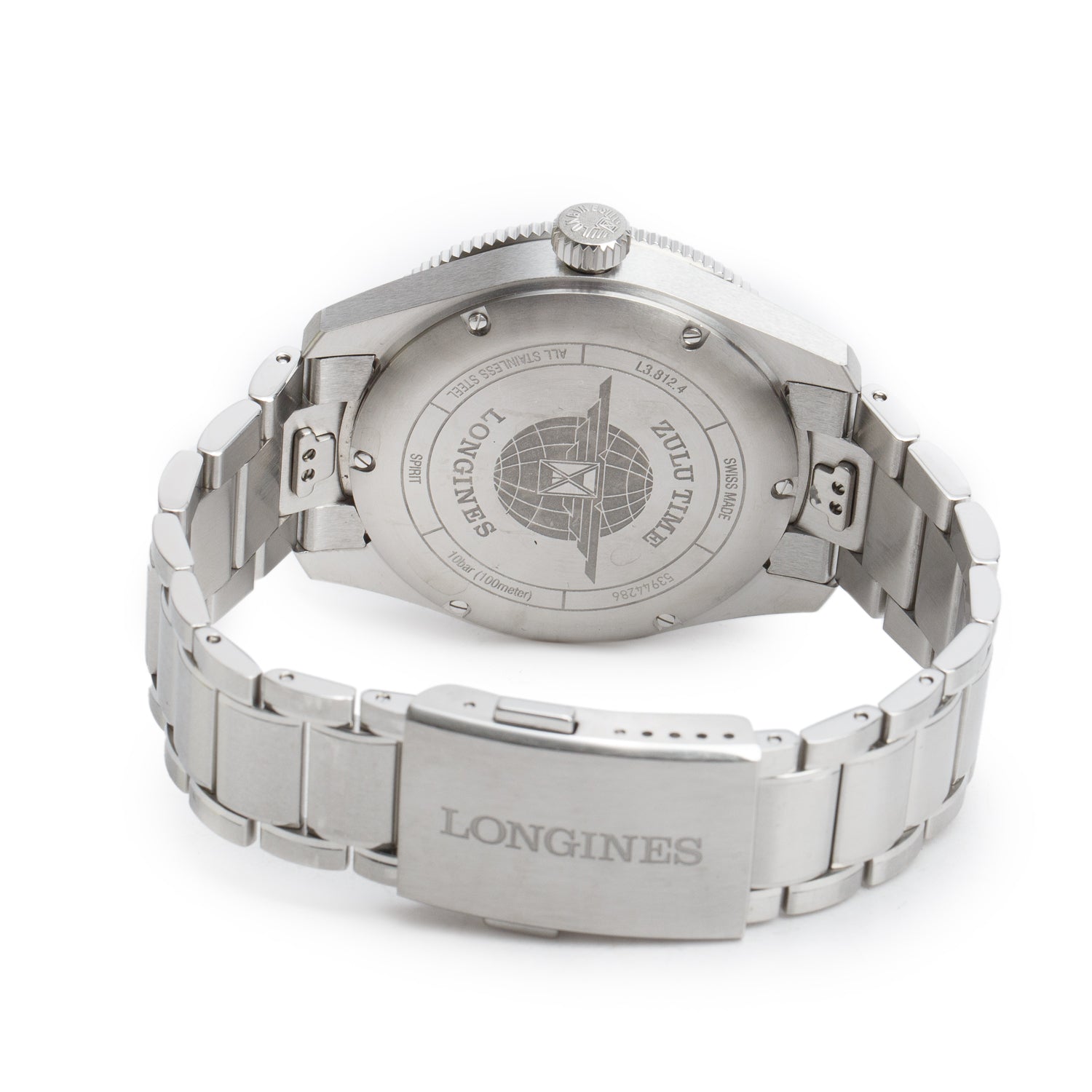Longines Stainless Steel Spirit Zulu Time 42 MM Automatic Watch Black Dial w/ Box & Papers