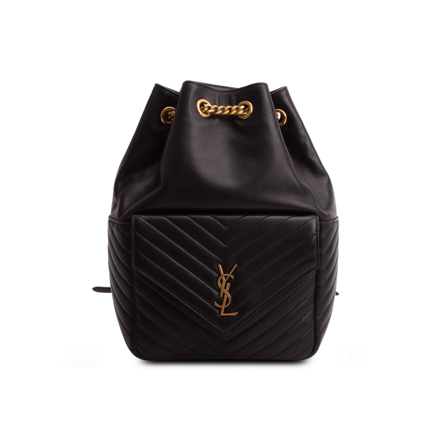 Saint Laurent 2021 Black Lambskin Matelasse Monogram Joe Backpack