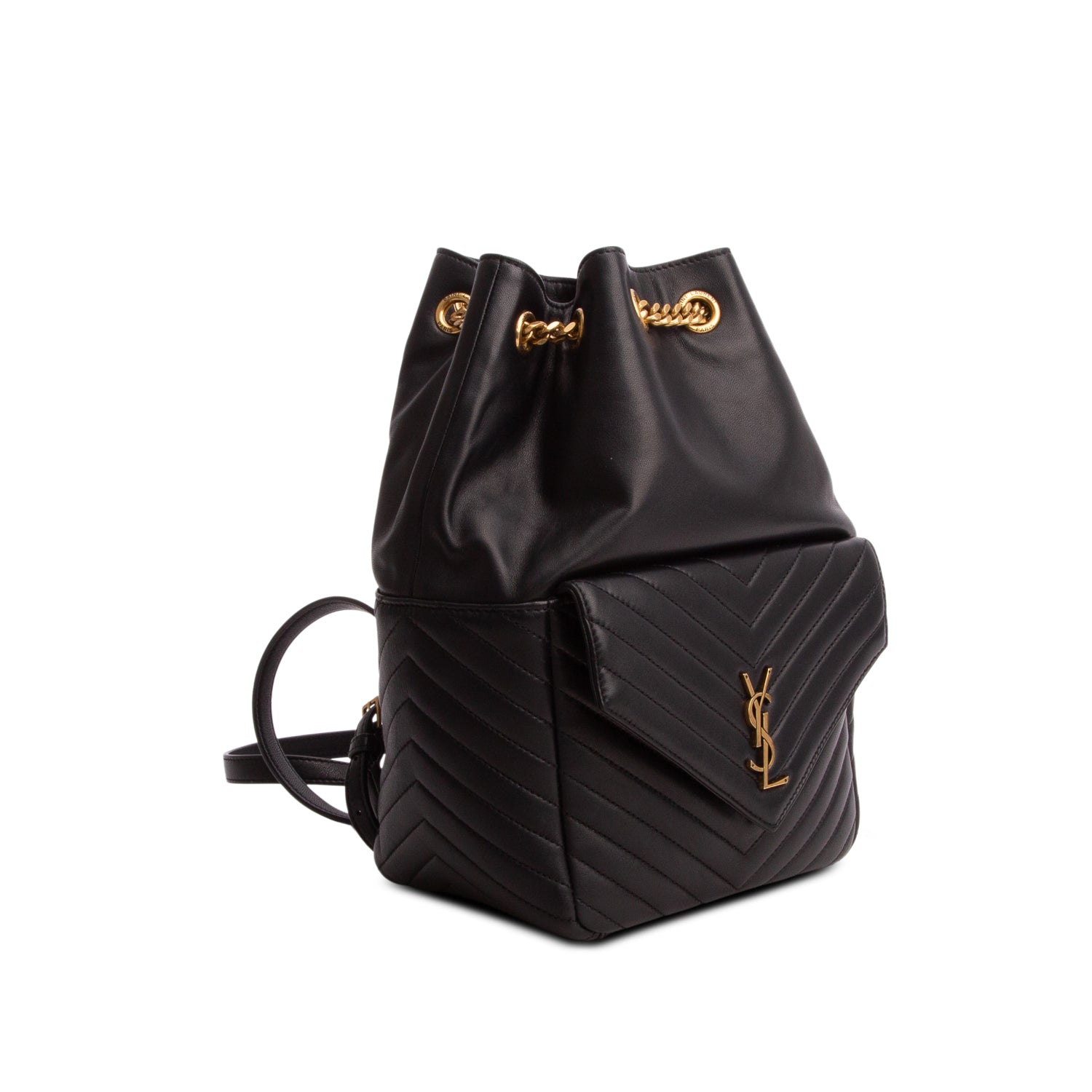 Saint Laurent 2021 Black Lambskin Matelasse Monogram Joe Backpack