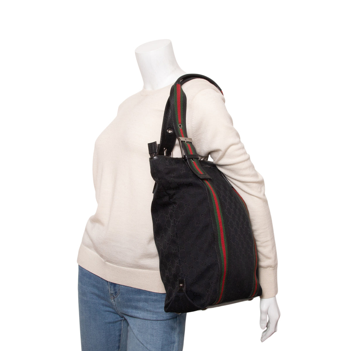 Gucci Black Monogram Web Large Joy Tote