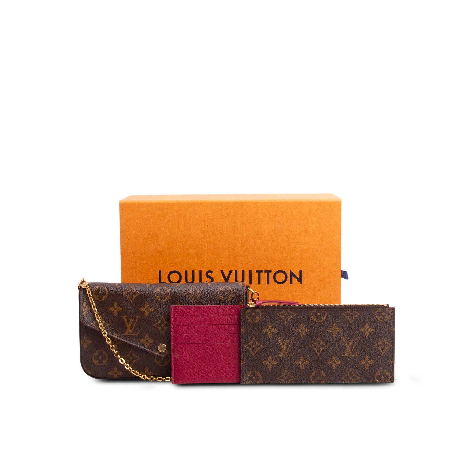Louis Vuitton Fuschia Monogram Pochette Felicie Wallet on Chain w/ Box & Inserts