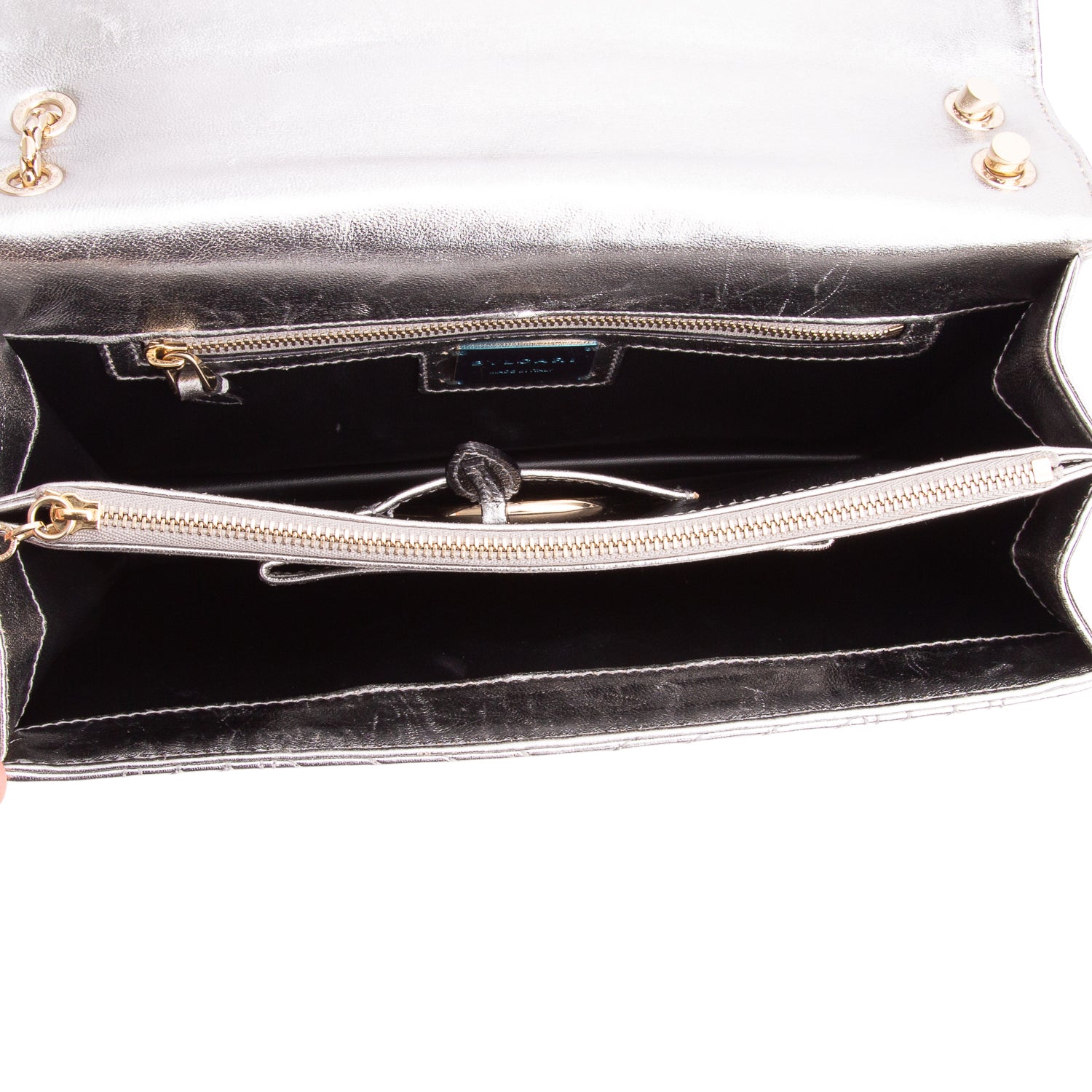 Bulgari Metallic Silver Calfskin Quilted Serpenti Forever Shoulder Bag