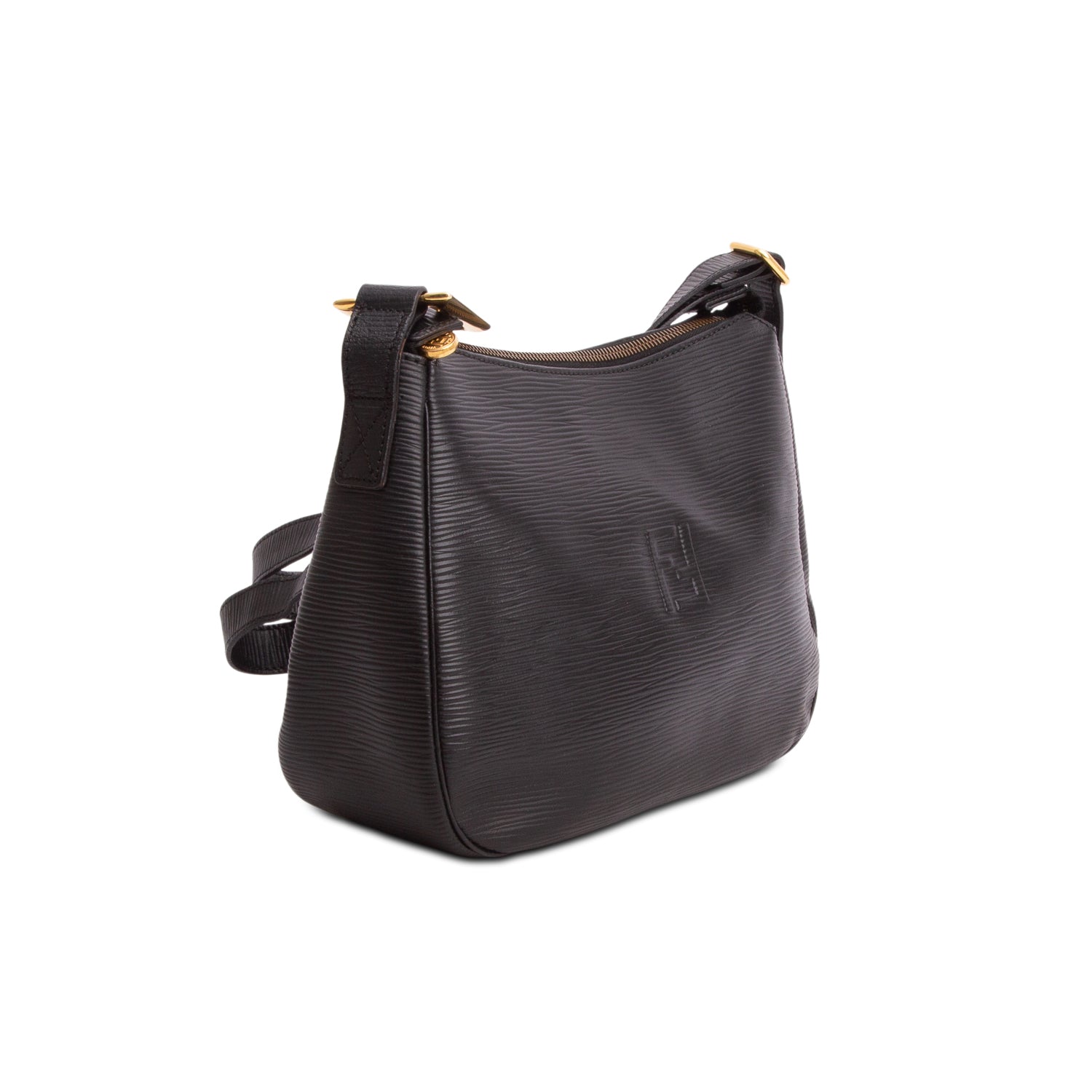 Fendi Vintage Black Epi Leather Shoulder Bag
