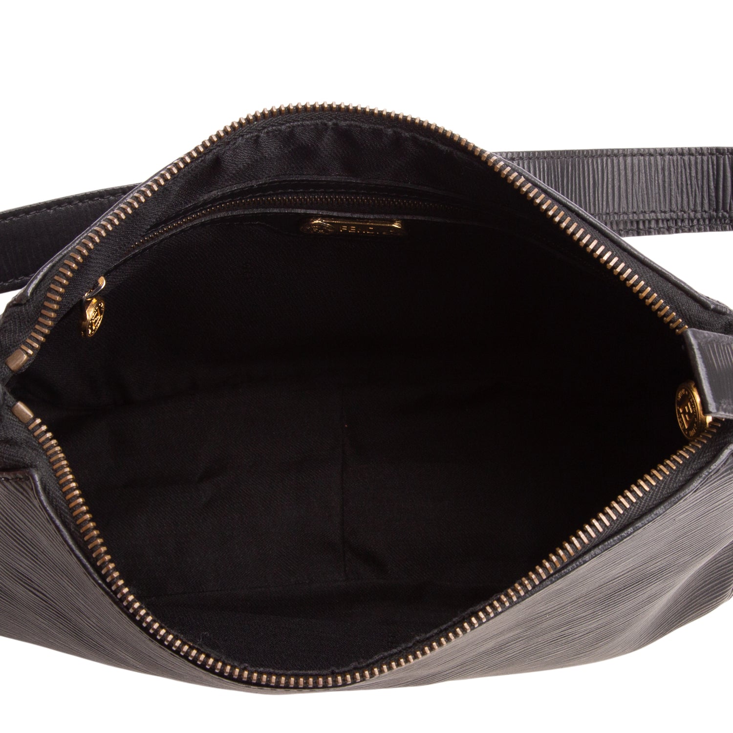 Fendi Vintage Black Epi Leather Shoulder Bag