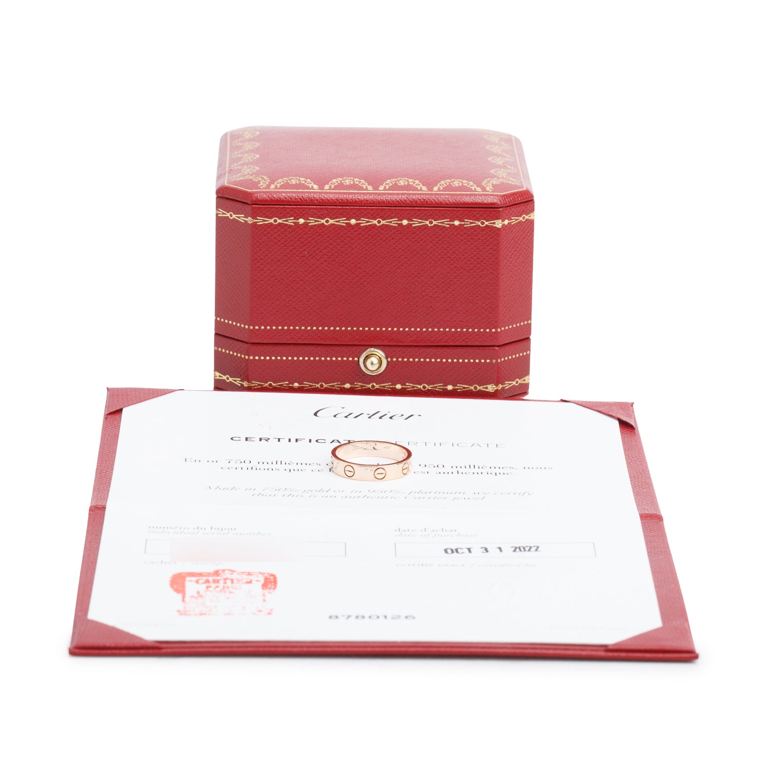 Cartier 18k Rose Gold 3.6 MM Love Wedding Band Ring, Size 50 5.25 w/ Box, Receipt, & Certificate
