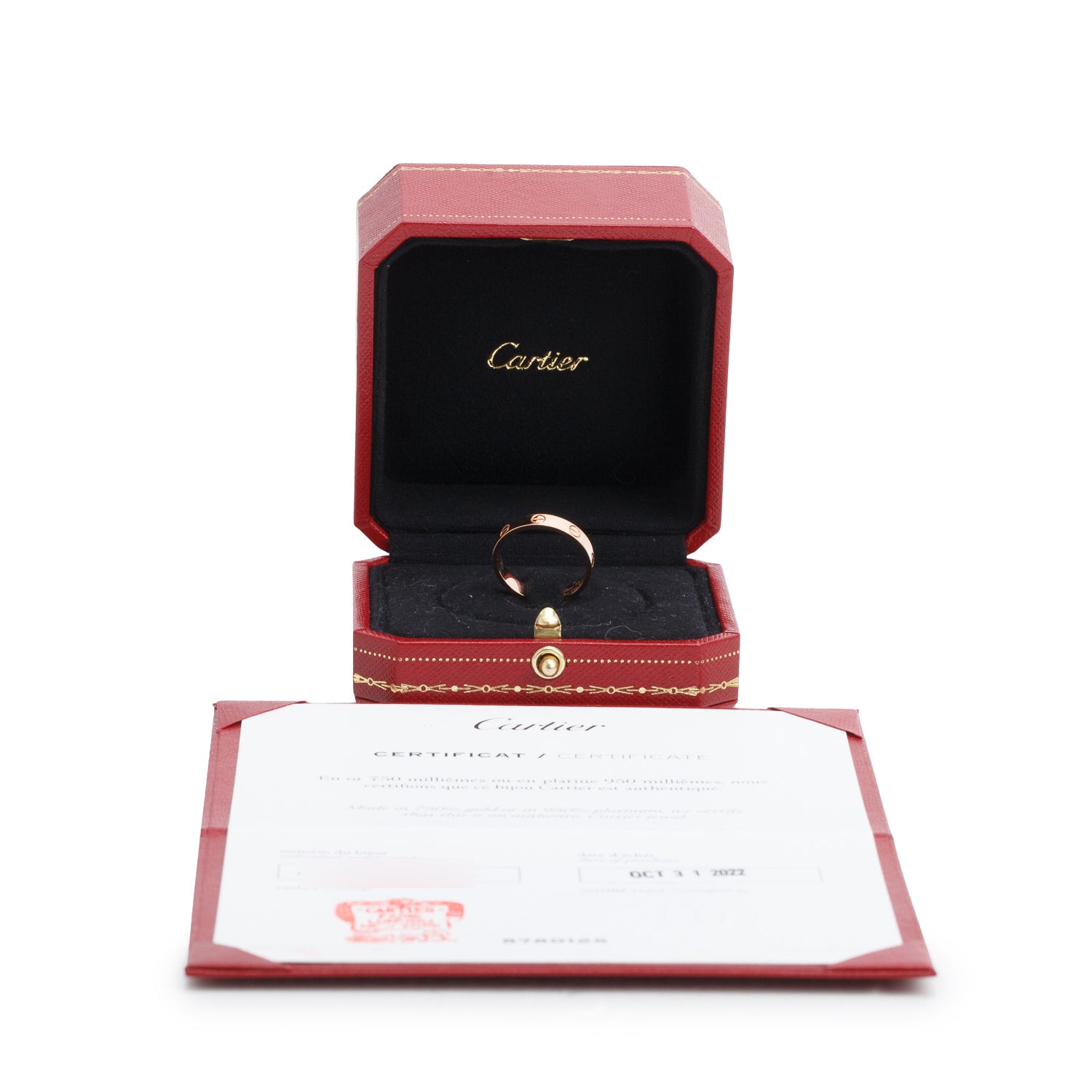 Cartier 18k Rose Gold 3.6 MM Love Wedding Band Ring, Size 55 7.25 w/ Box, Receipt & Certificate