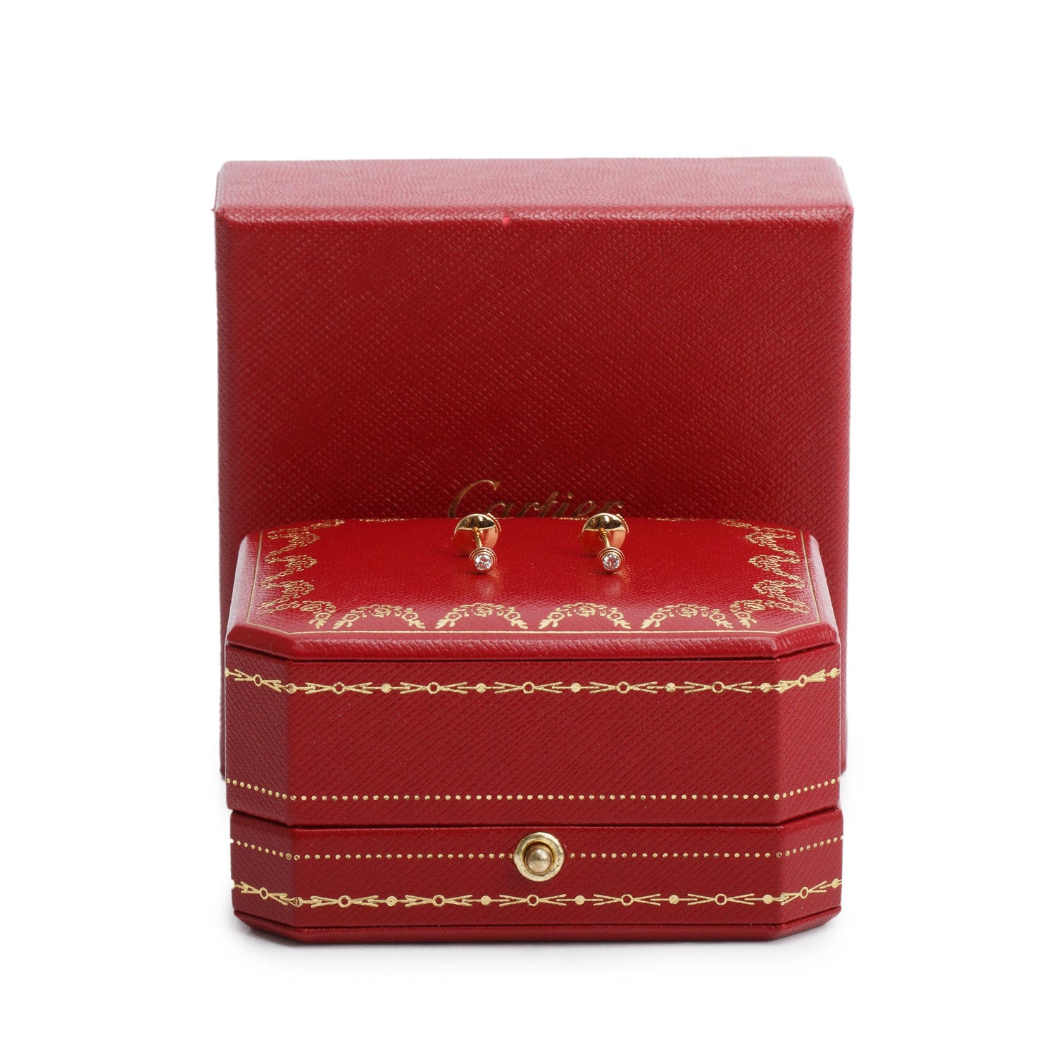Cartier 18k Rose Gold Diamond D'Amour Stud Earrings, Mini Model w/ Box
