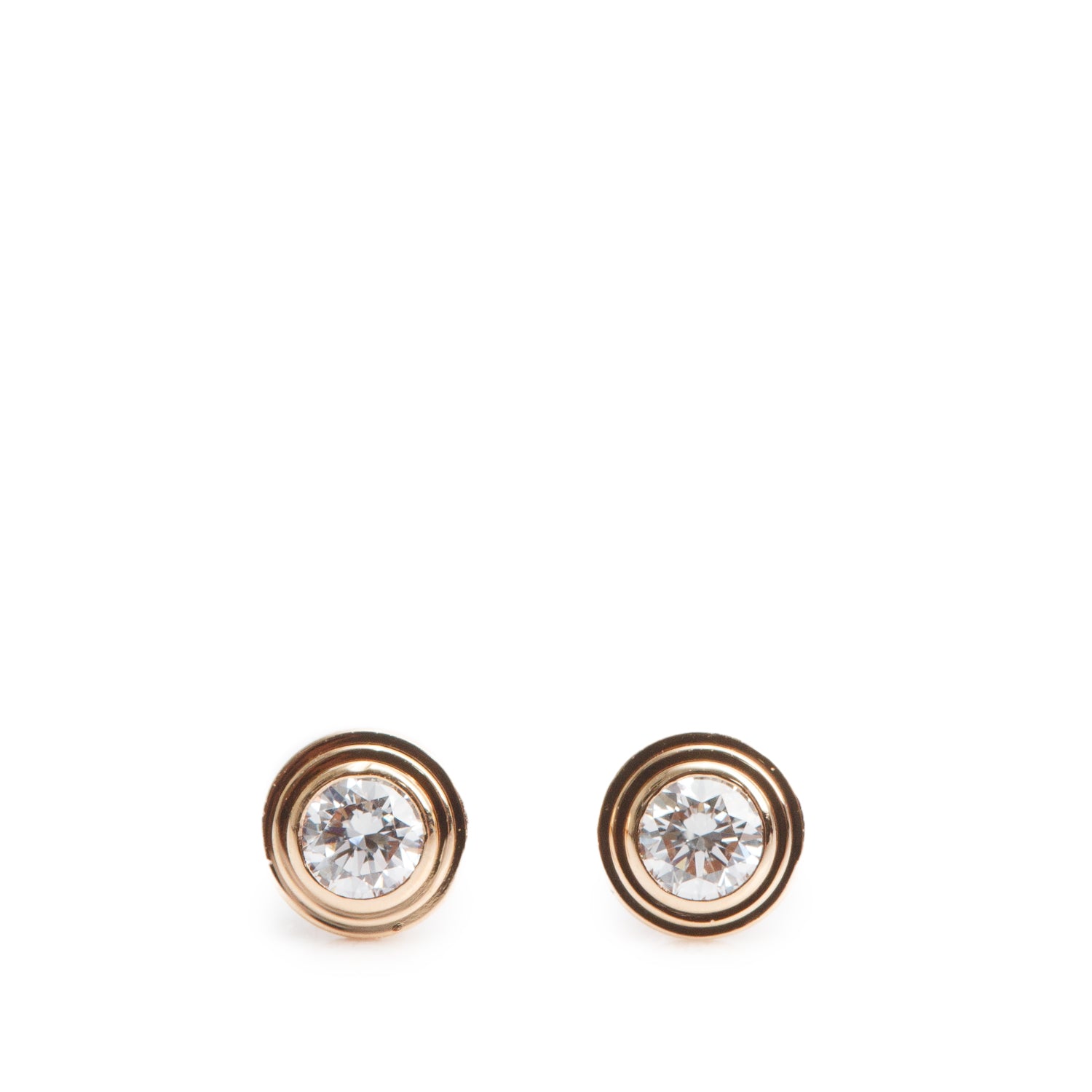 Cartier 18k Rose Gold Diamond D'Amour Stud Earrings, Mini Model w/ Box