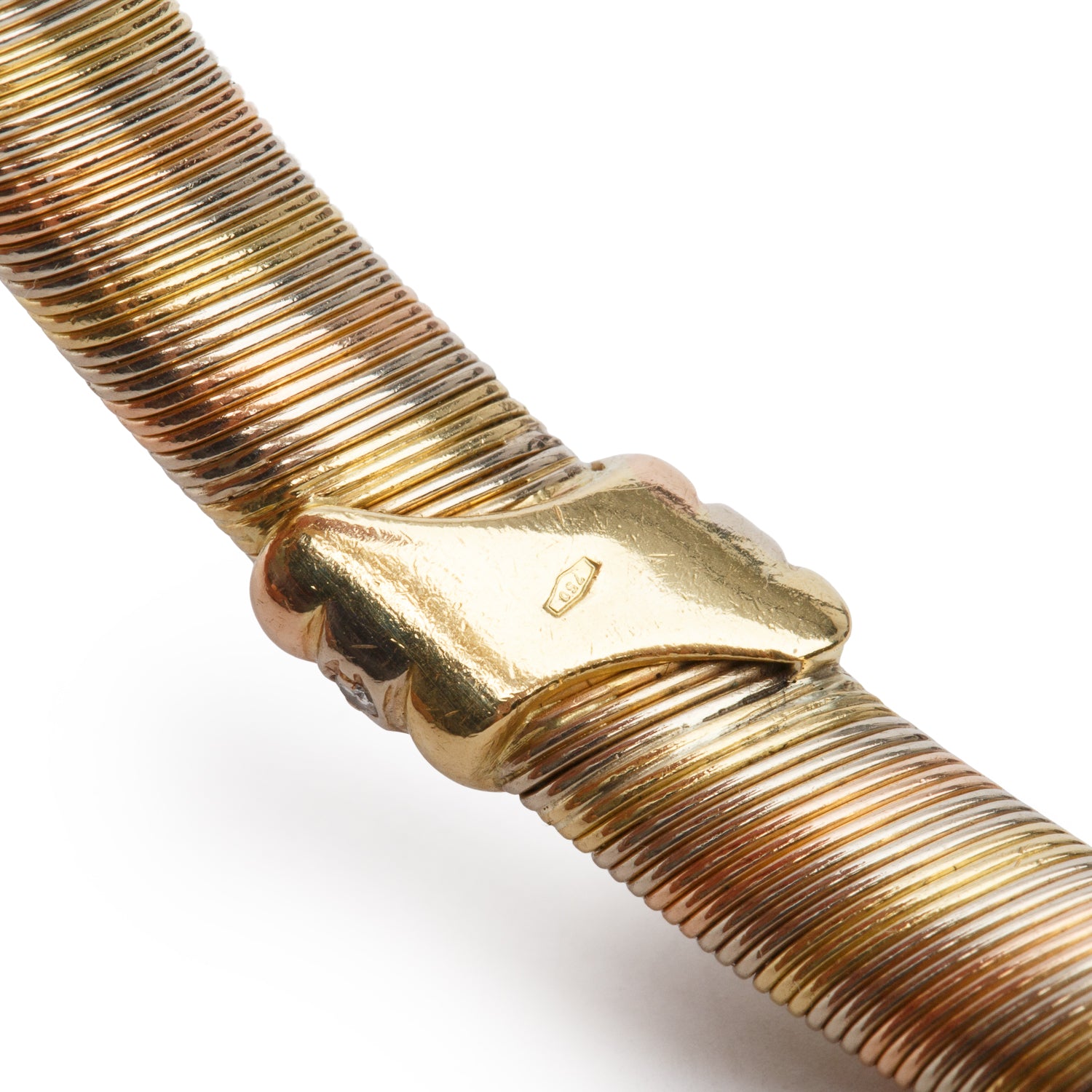 Cartier Vintage 18k White, Yellow & Rose Gold Diamond Trinity Bangle